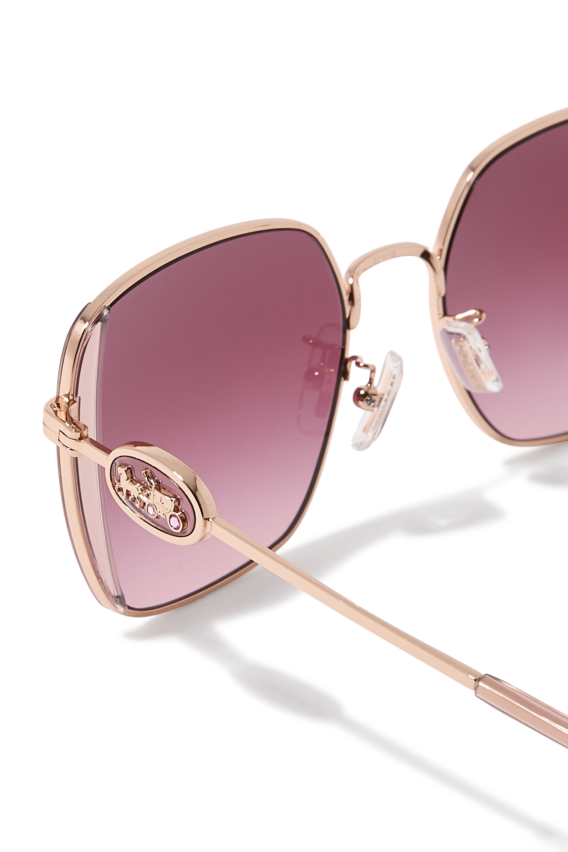 Horse and Carriage Metal Oversized Square Sunglasses