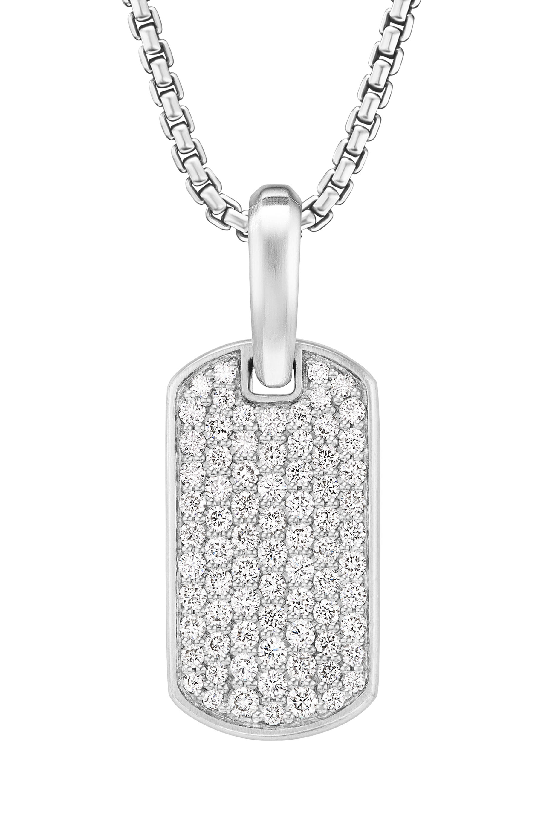 Chevron Tag, Sterling Silver & Diamonds