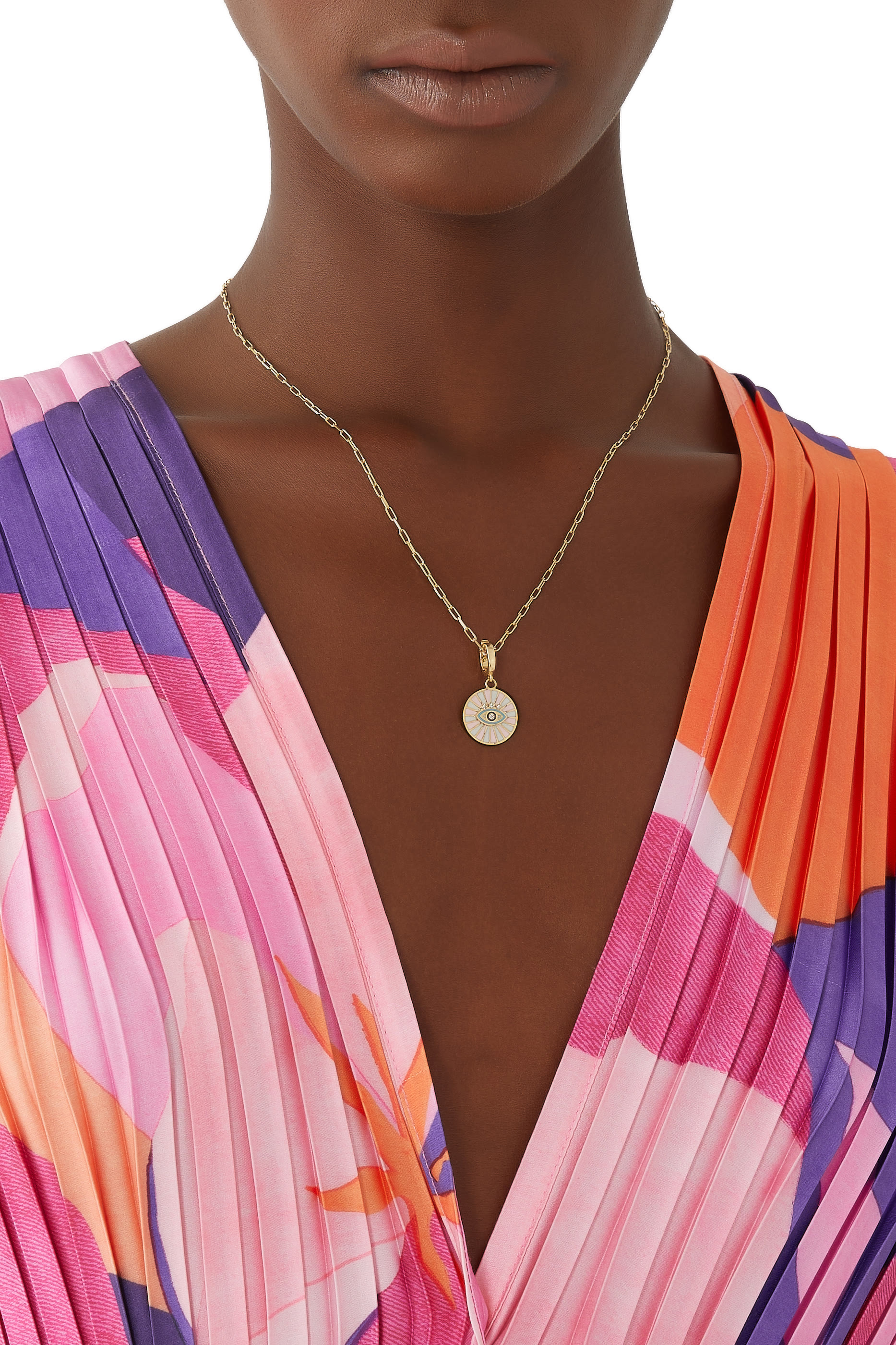 Spiral Eye Charm, 18k Yellow Gold & Diamonds