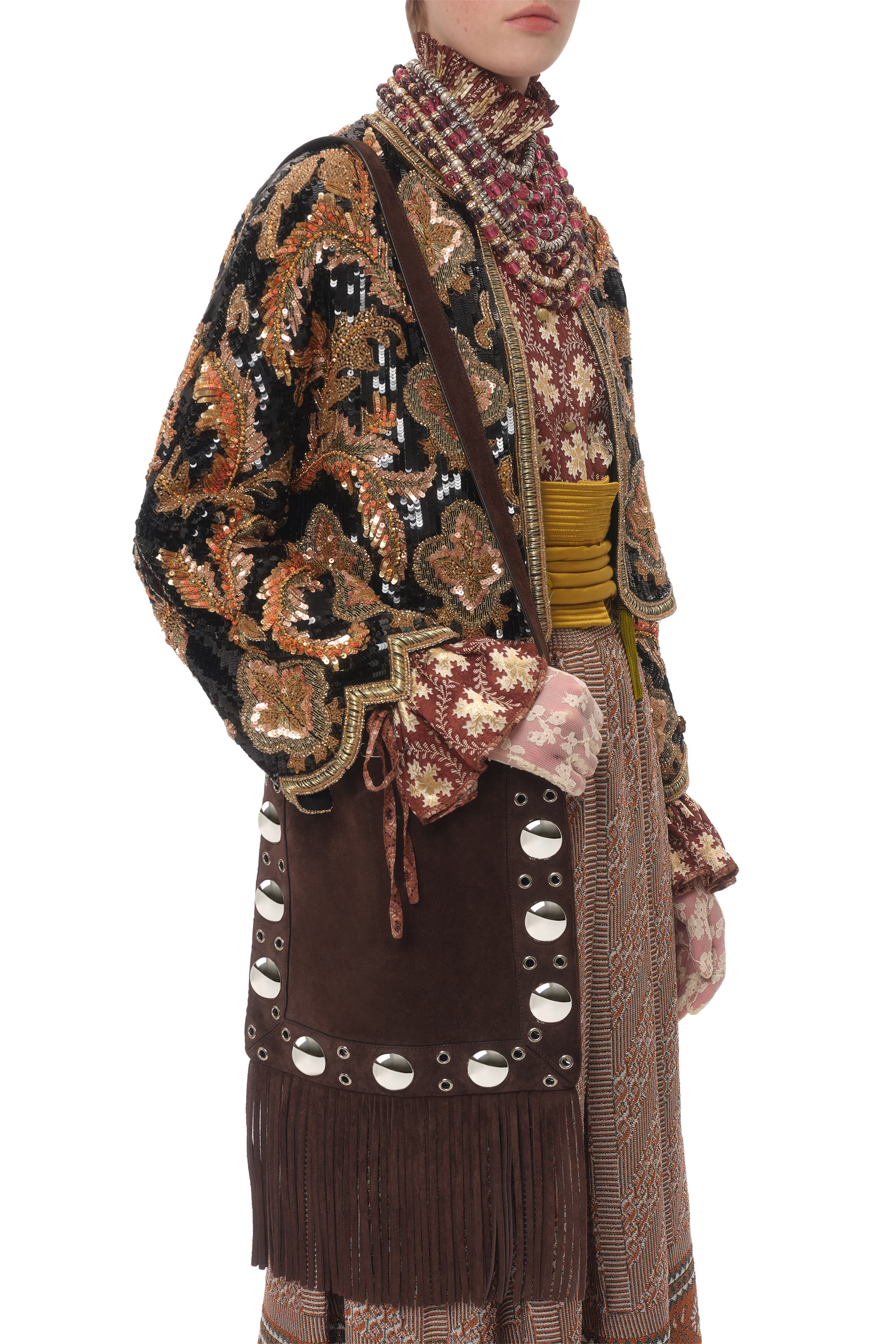 Nellc&ocirc;te Suede Shoulder Bag with Fringes