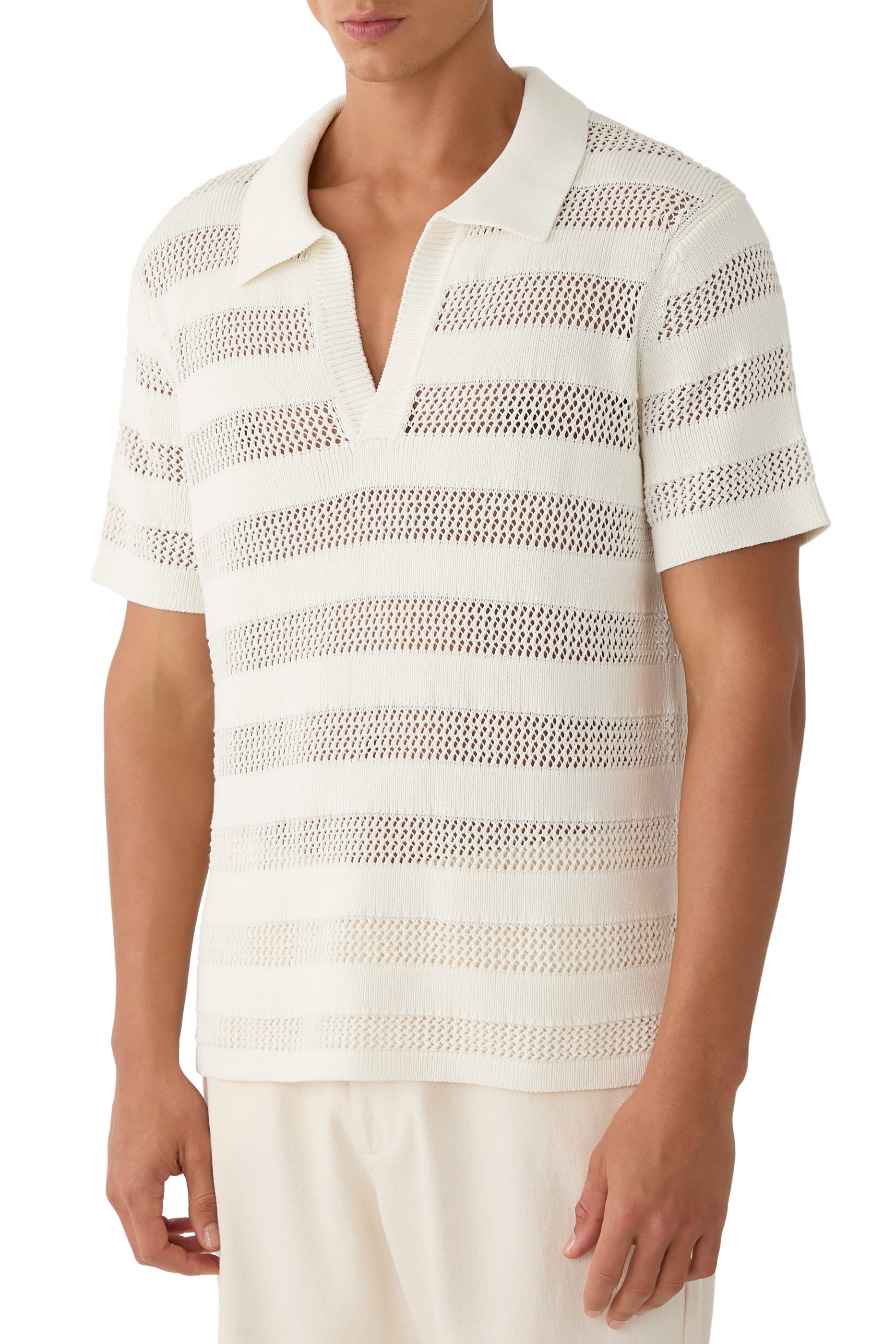 Calvin Striped Mesh Polo Shirt