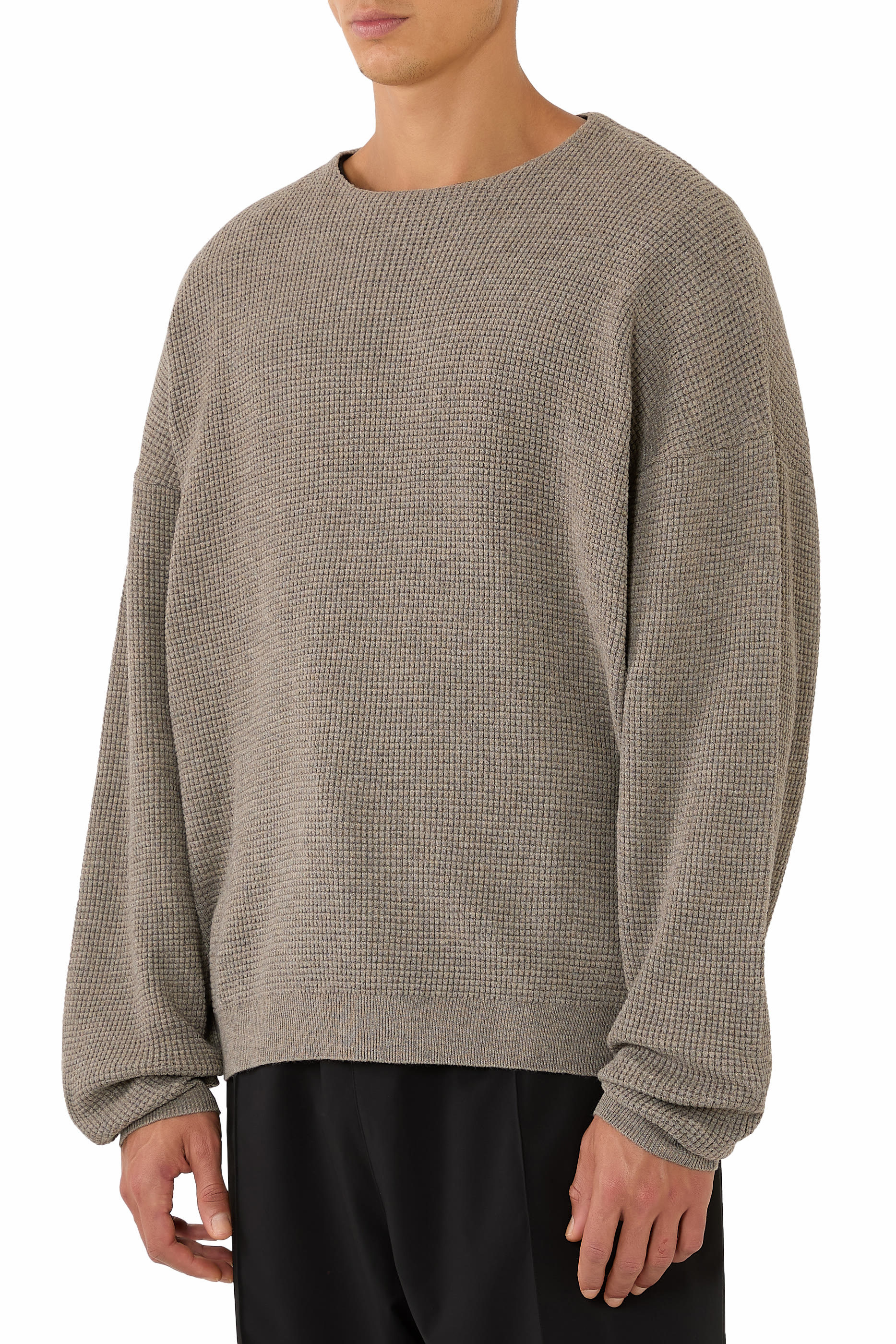 Waffle Long Sleeve Crewneck Sweater