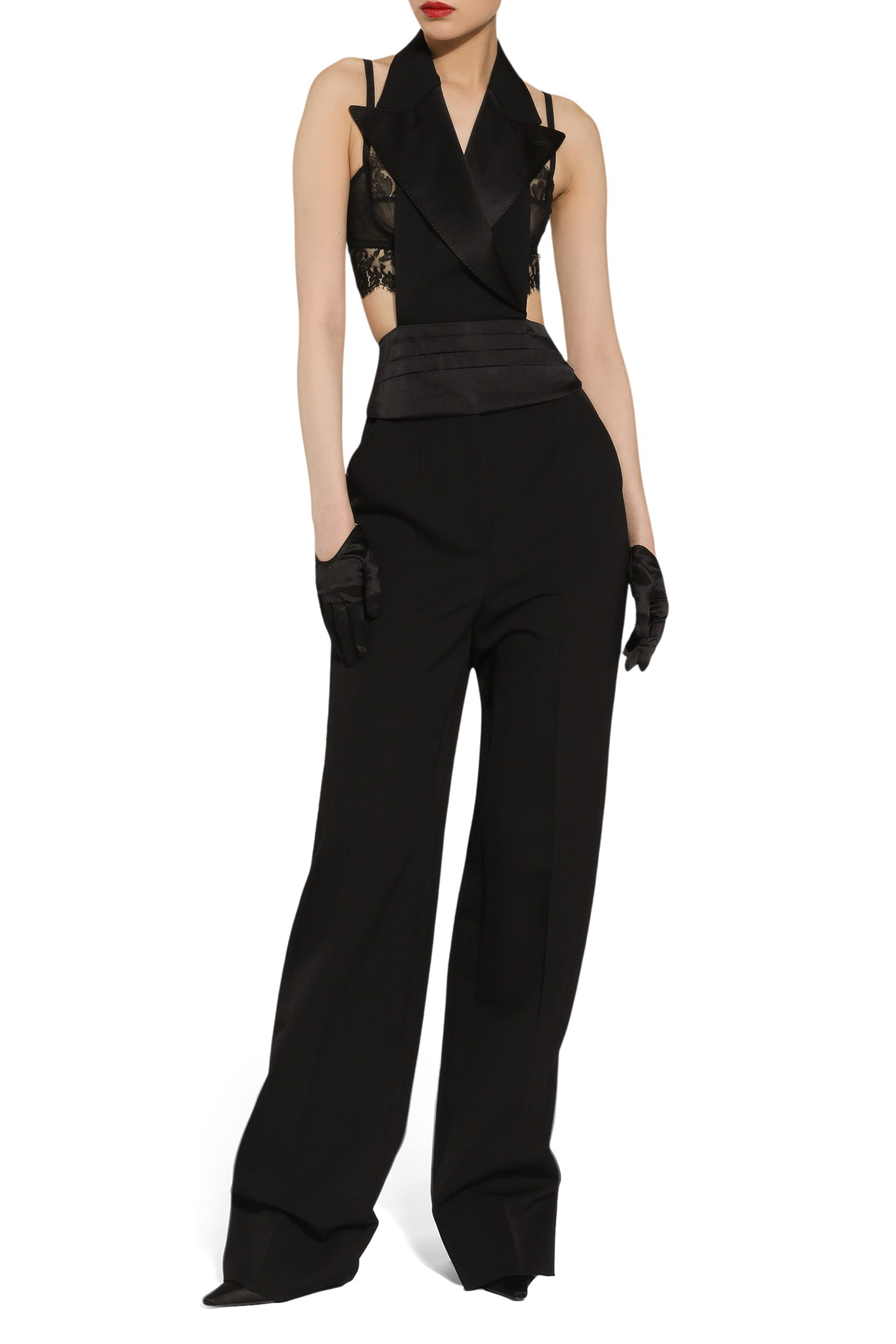 Wool Gabardine Tuxedo Pants