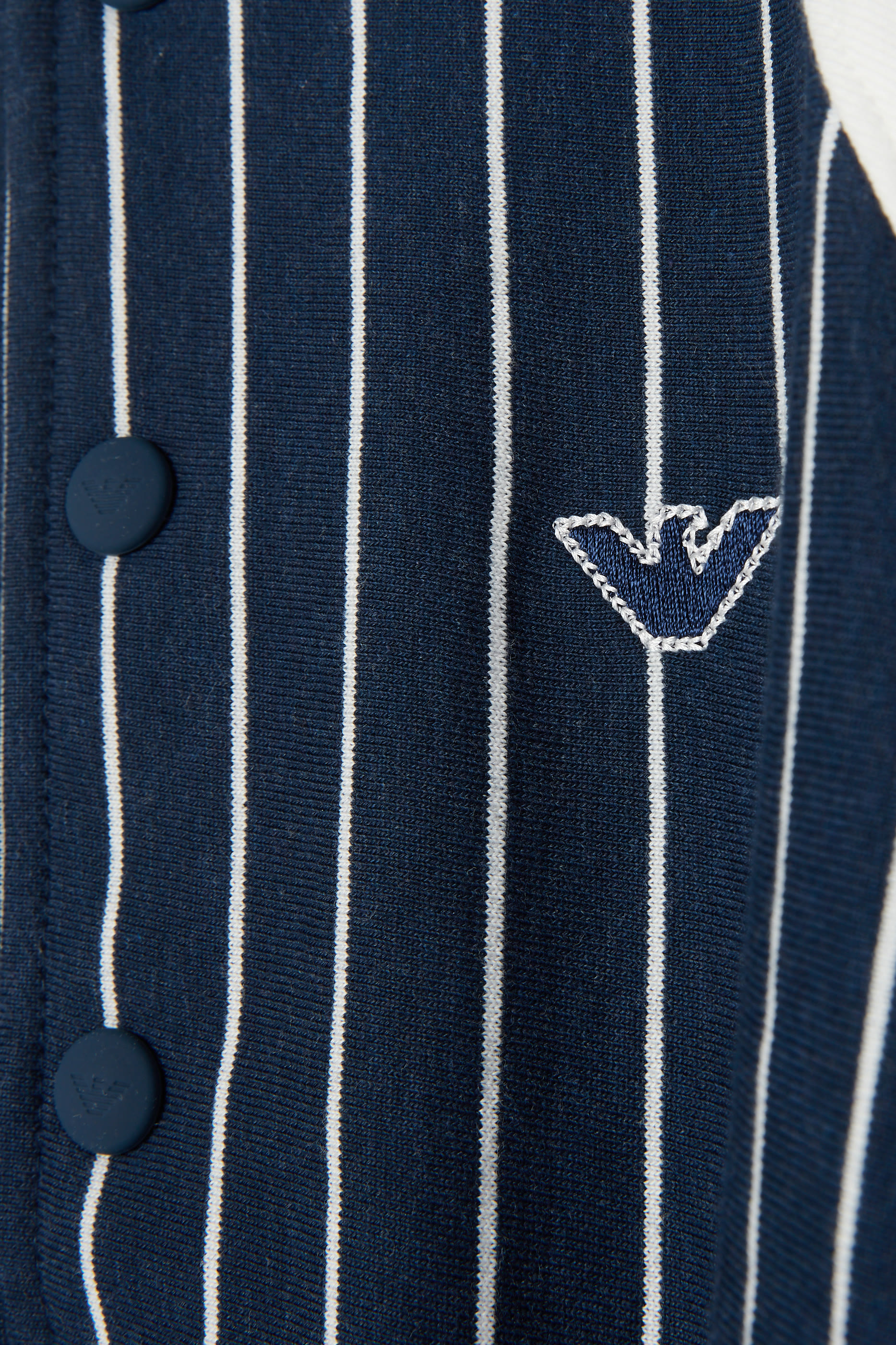 Kids Baseball Logo Embroidery Striped Snap Sweatshirt