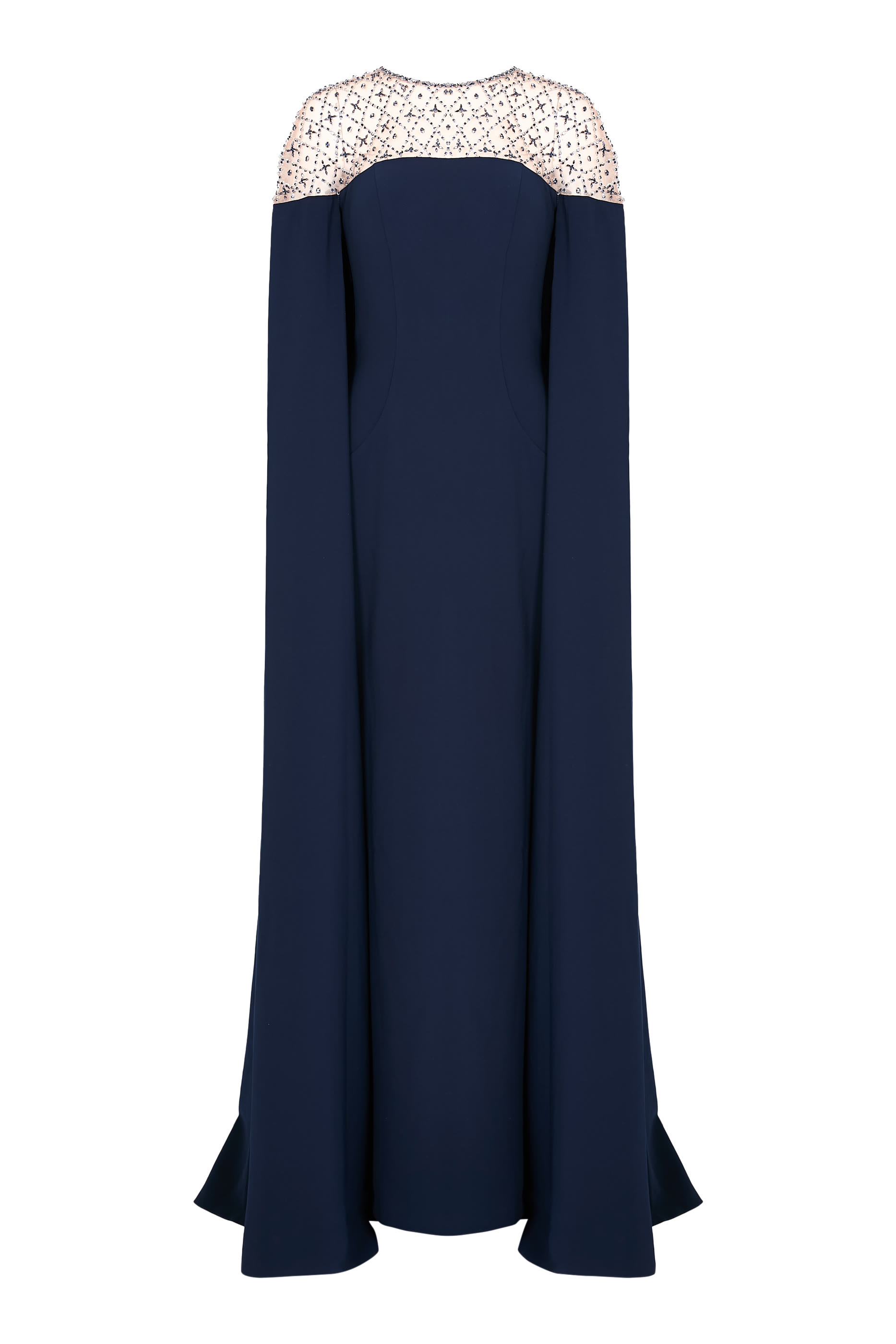 Beaded Cape Sleeve Evening Gown