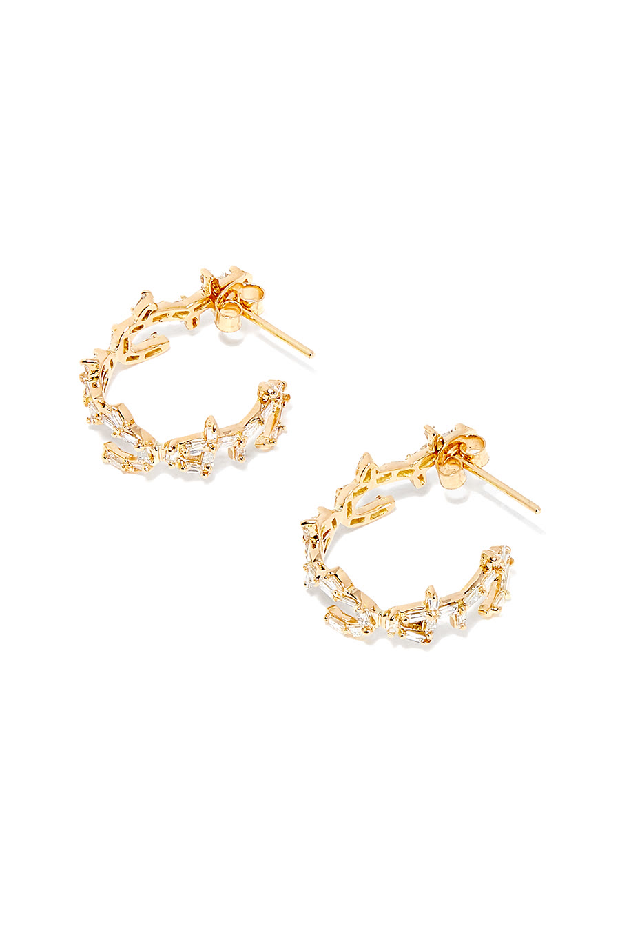 Hobb/Love Hoop Earrings, 18k Yellow Gold & Baguette Diamonds