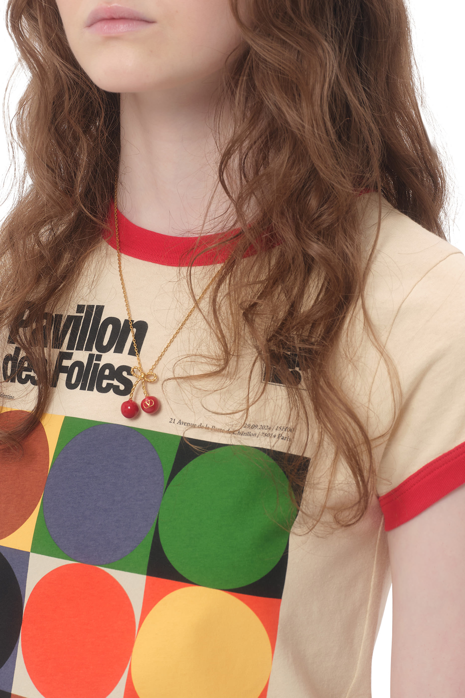  Chez Valentino Cherryfic Metal and Enamel Necklace