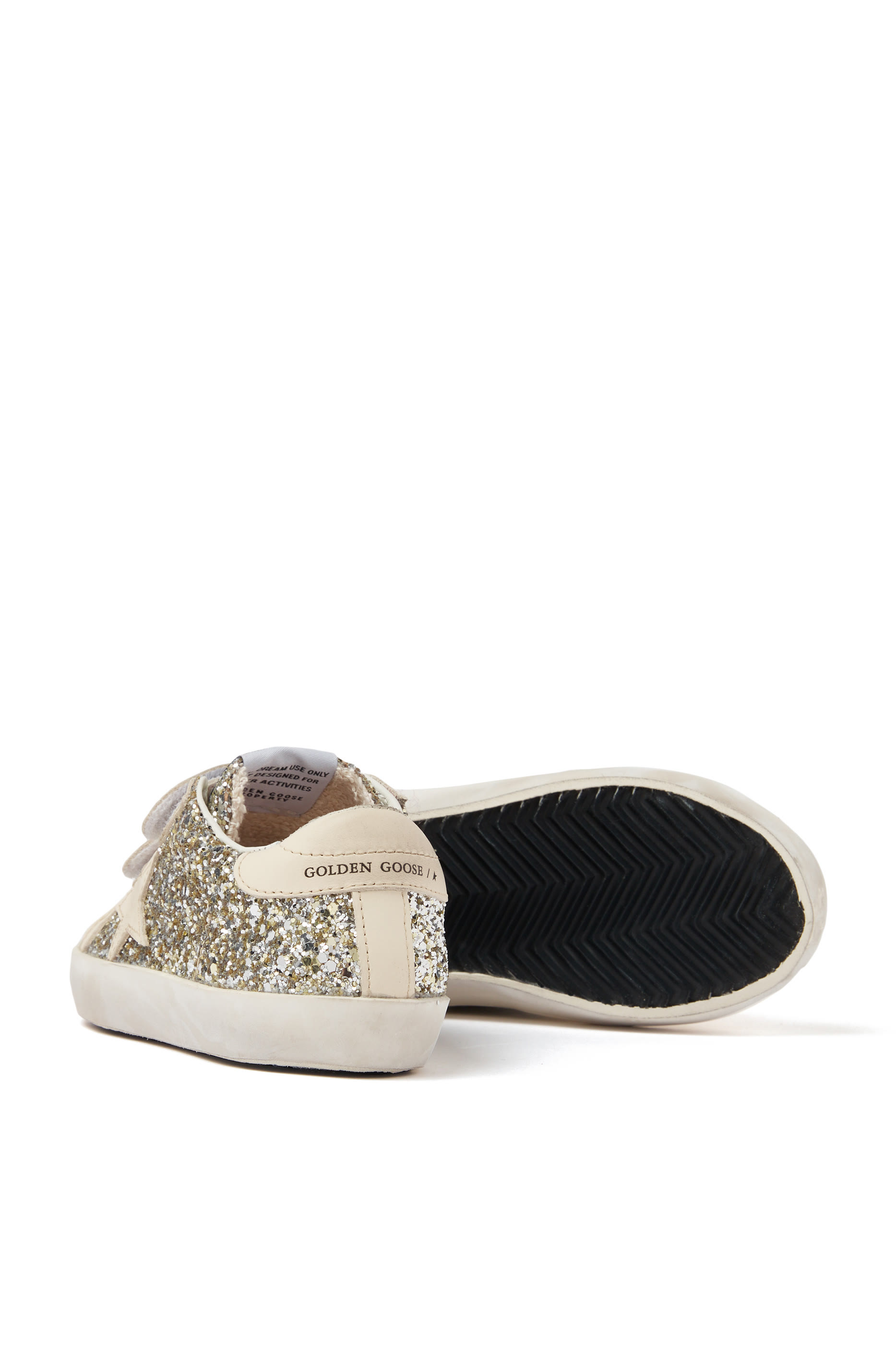 Old School Sneakers in Glitter with Leather Star and Heel Tab