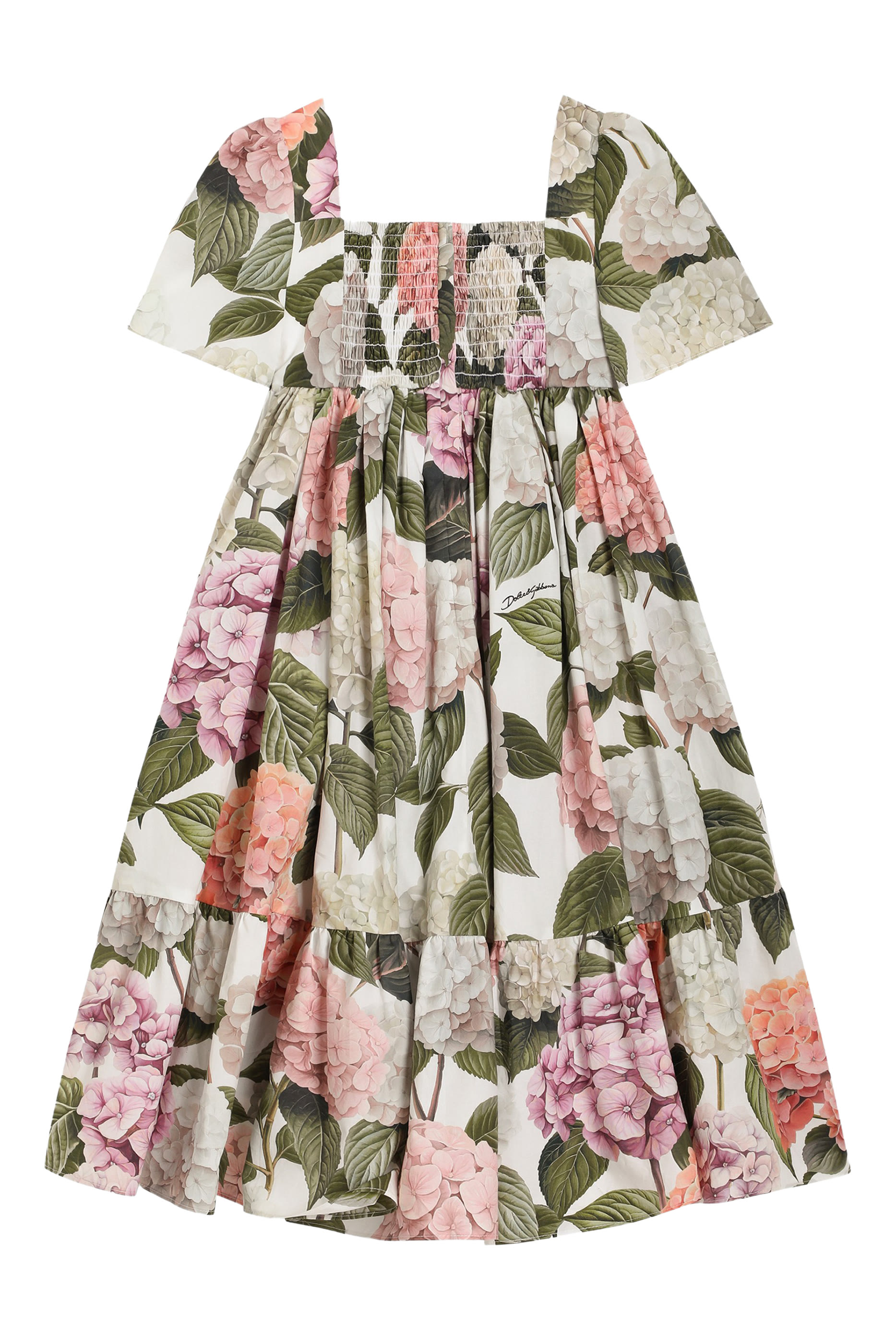 Kids Hydrangea-Print Poplin Dress