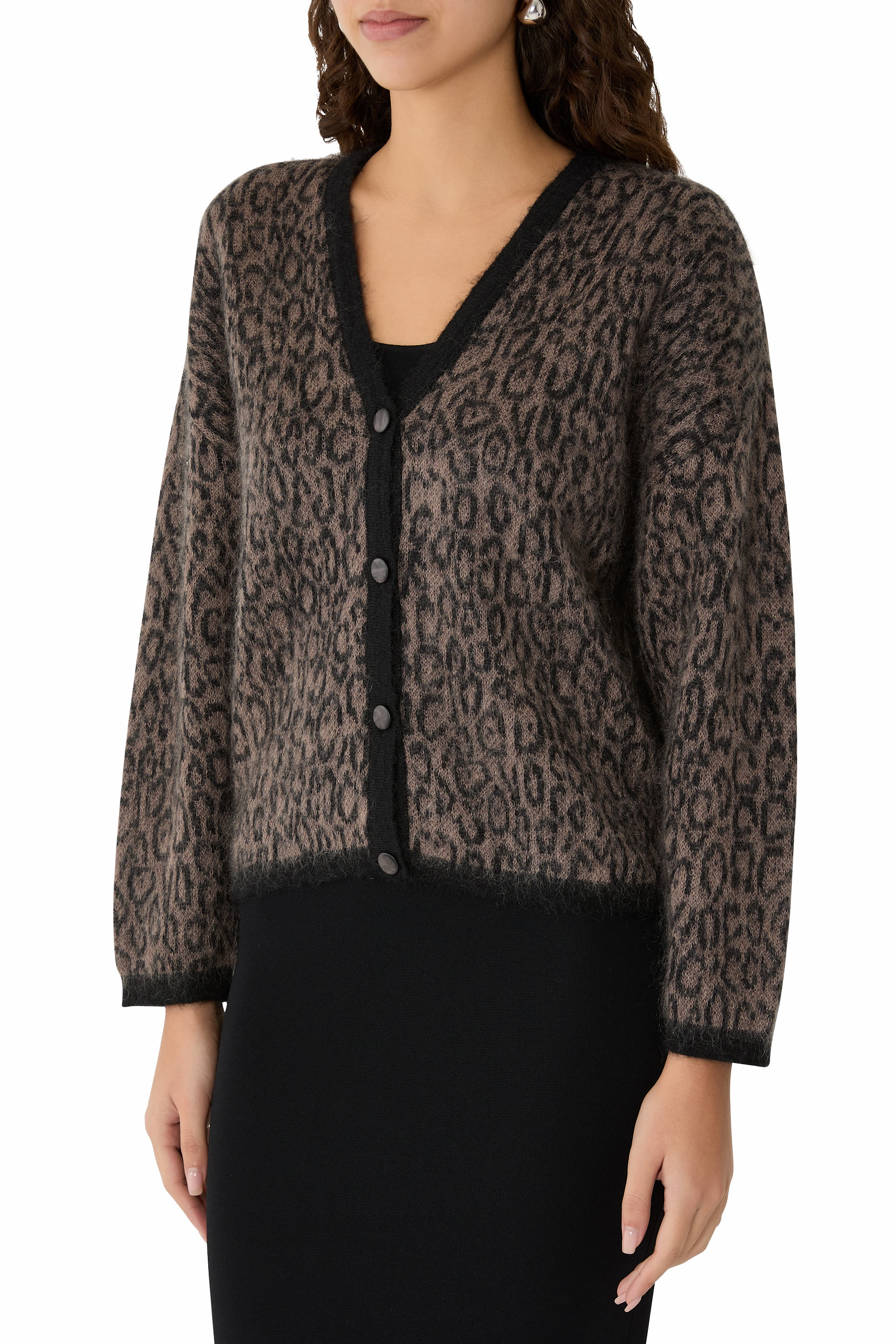 All-Over Pattern V-Neck Cardigan