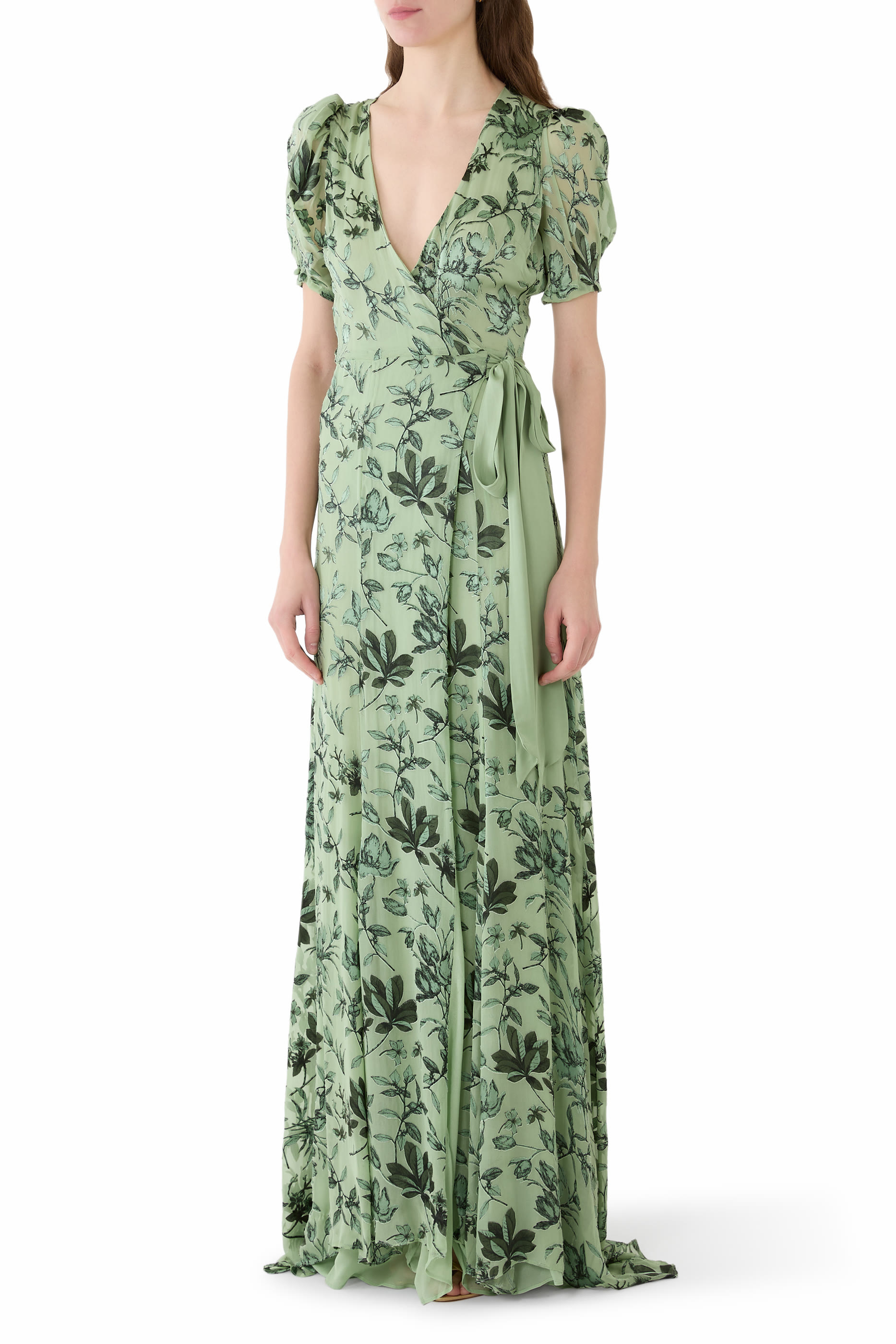 Tiana Puff Sleeve Wrap Maxi Dress