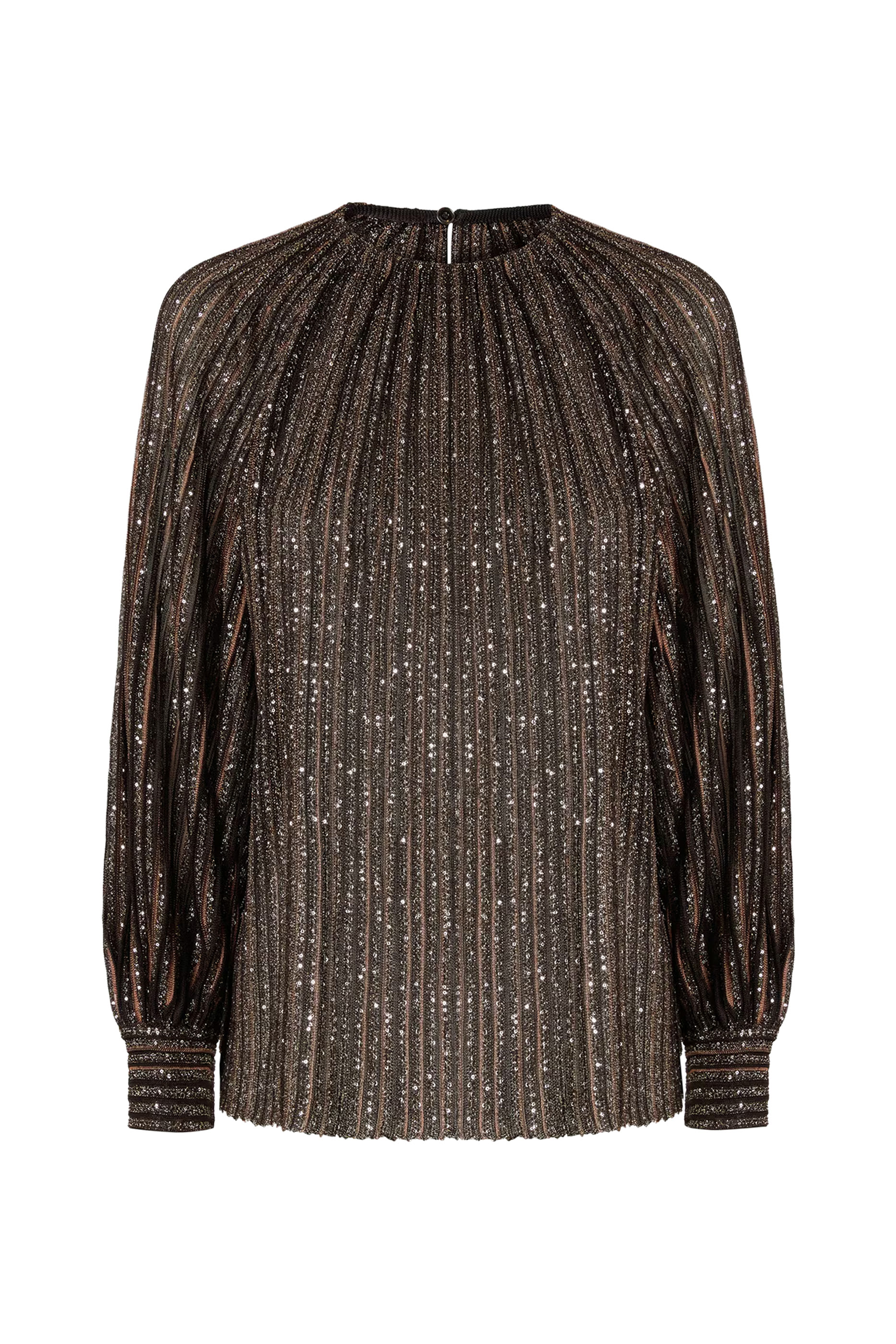 Flared Crew Neck Sweater with Lam&eacute; Stripes