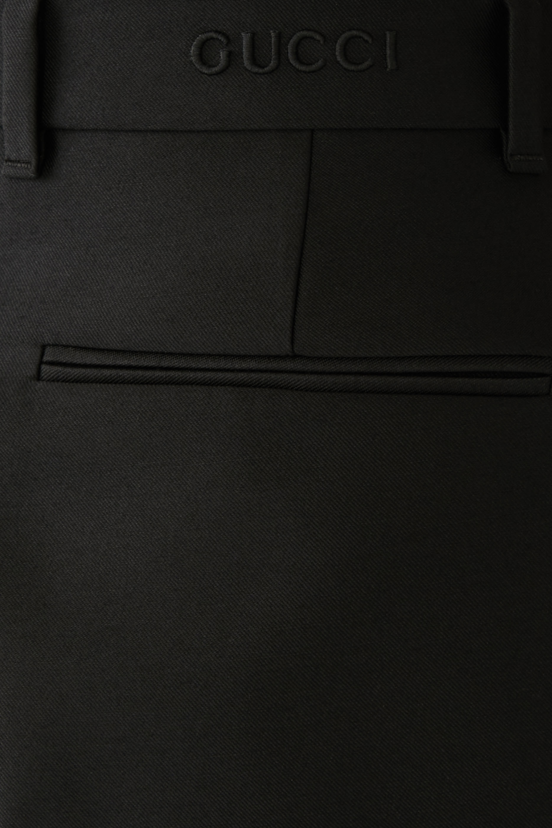 Embroidered Wool Silk Gabardine Pants