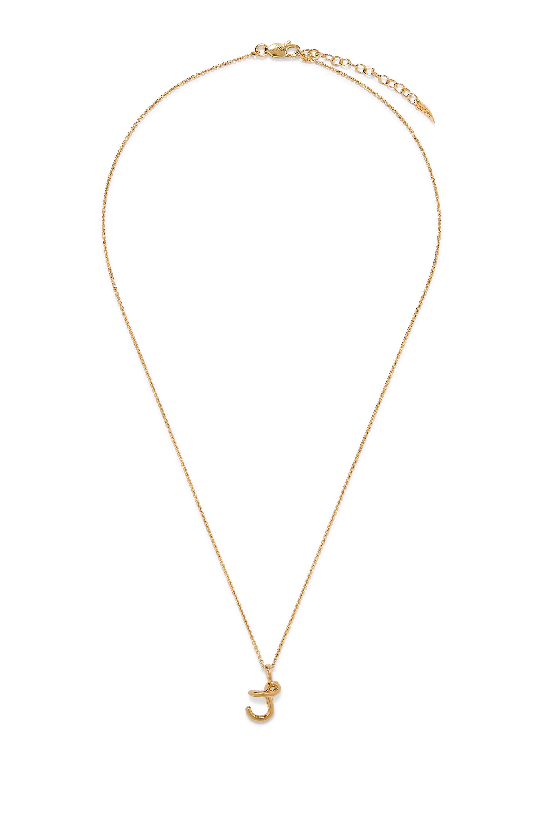 Curly Molten Mini Initial Necklace - J, 18ct Recycled Gold Vermeil on Recycled Sterling Silver