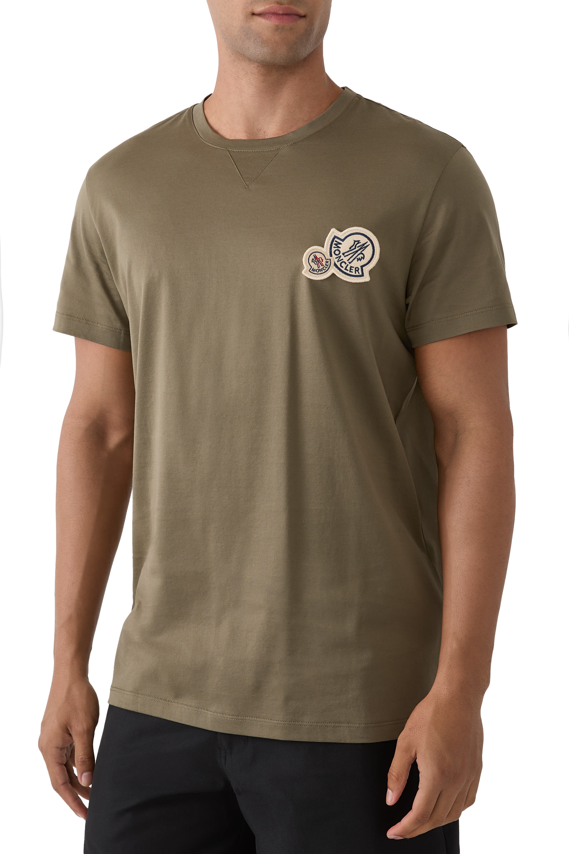 Double Logo Patch Cotton T-Shirt