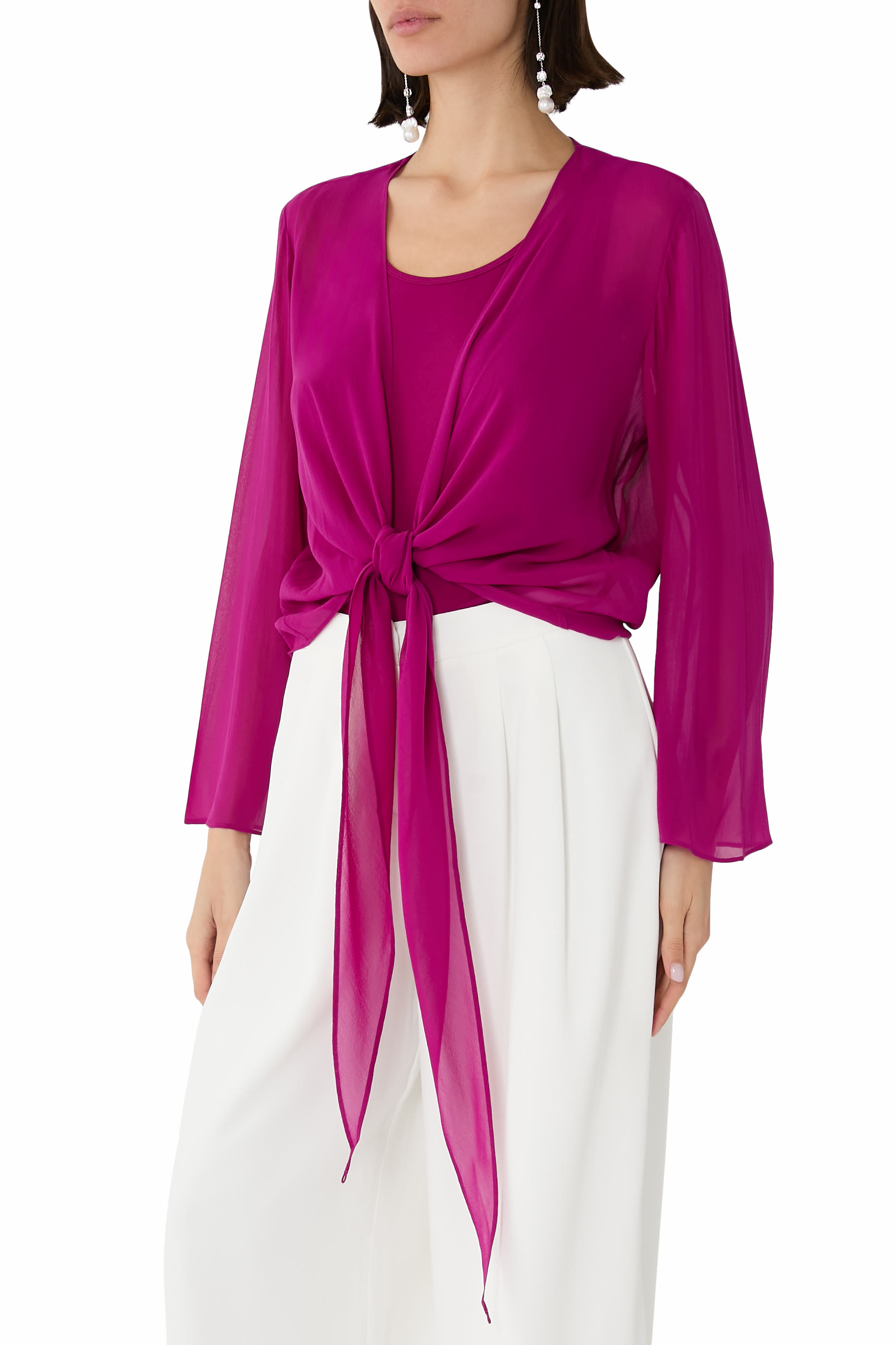 Sheer Silk Georgette Tie Jacket