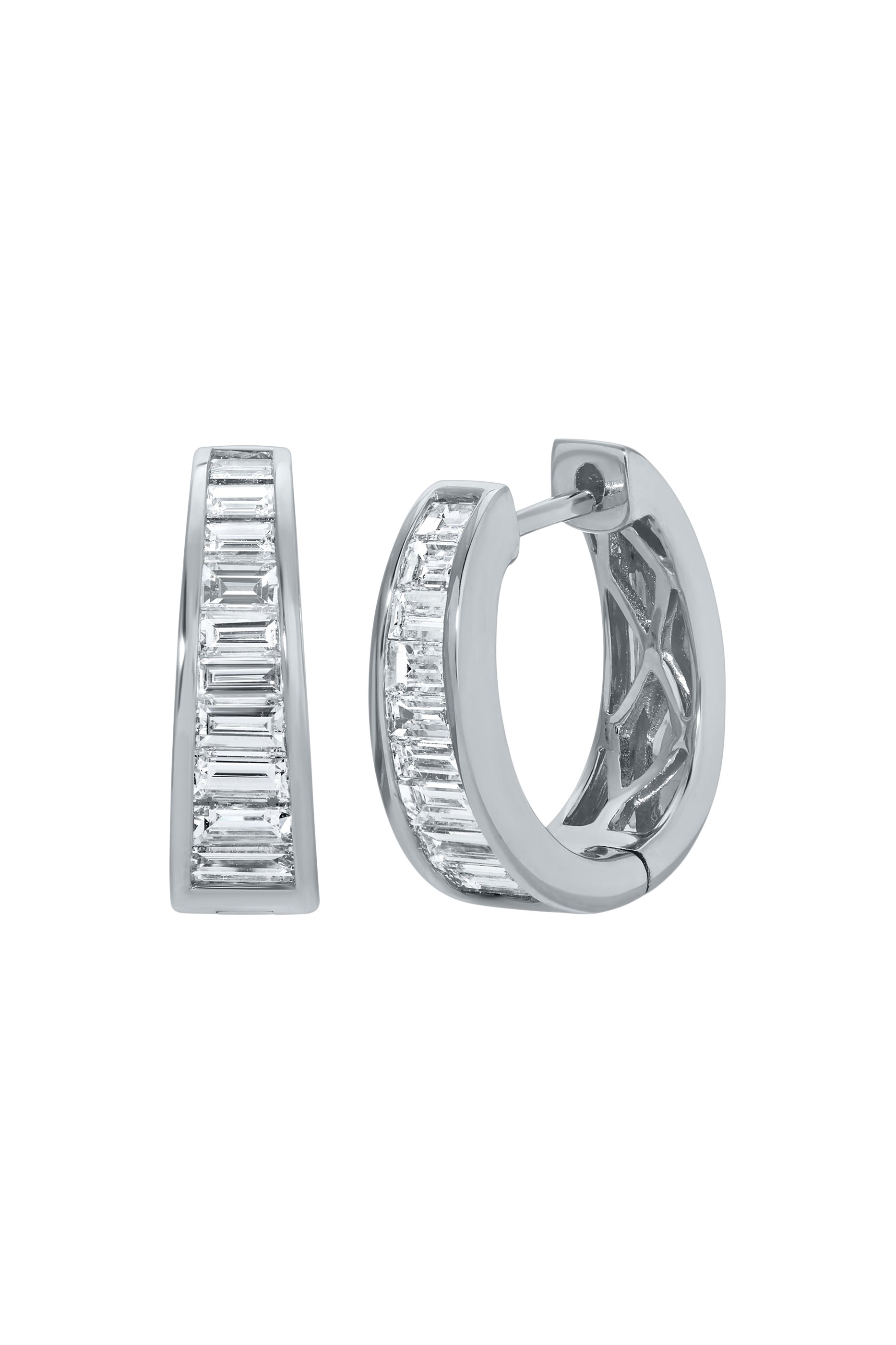 Meryl Huggies Earrings, 18k White Gold & Diamond