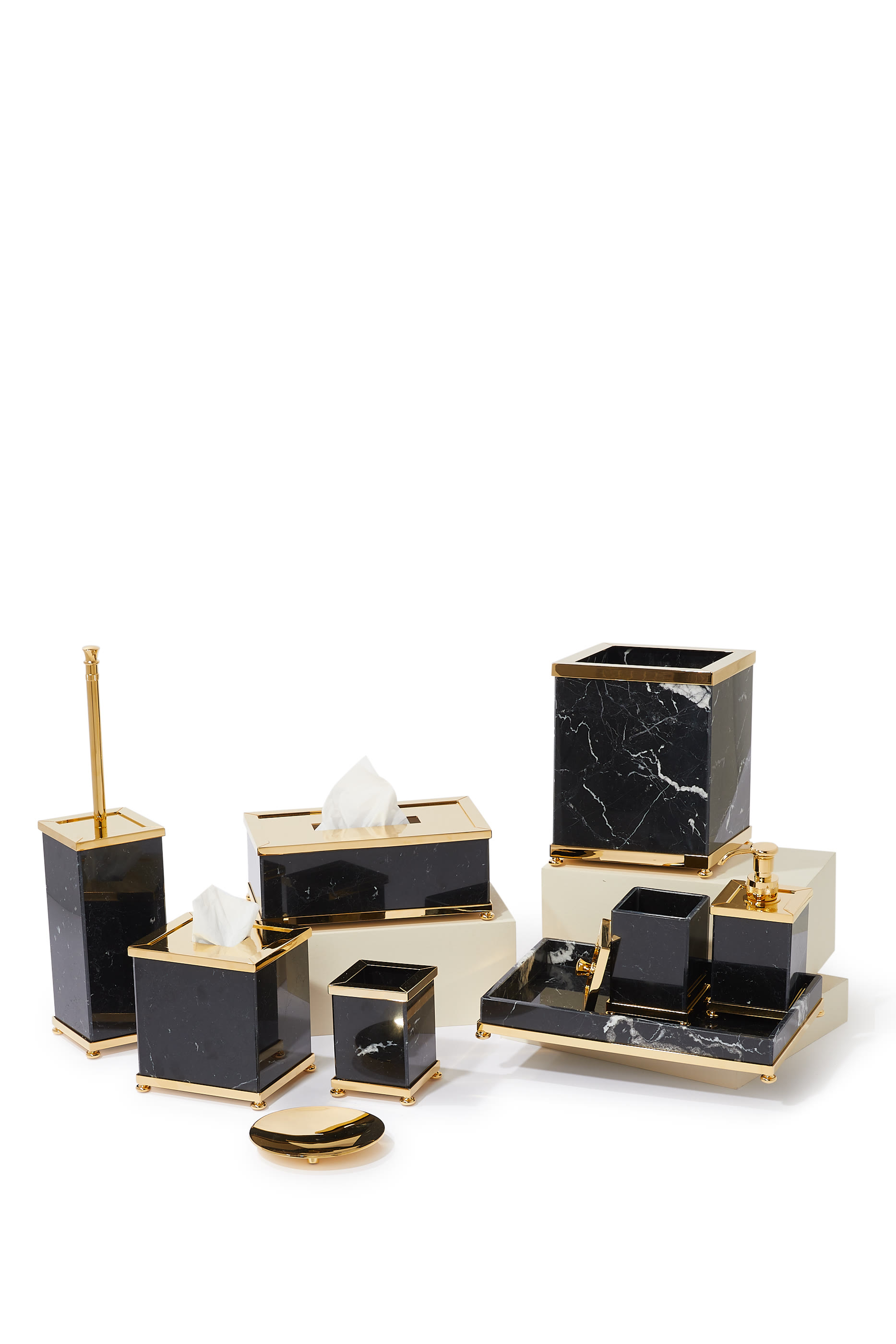 Marble Gold Tissue Box Holder, 24k Gold