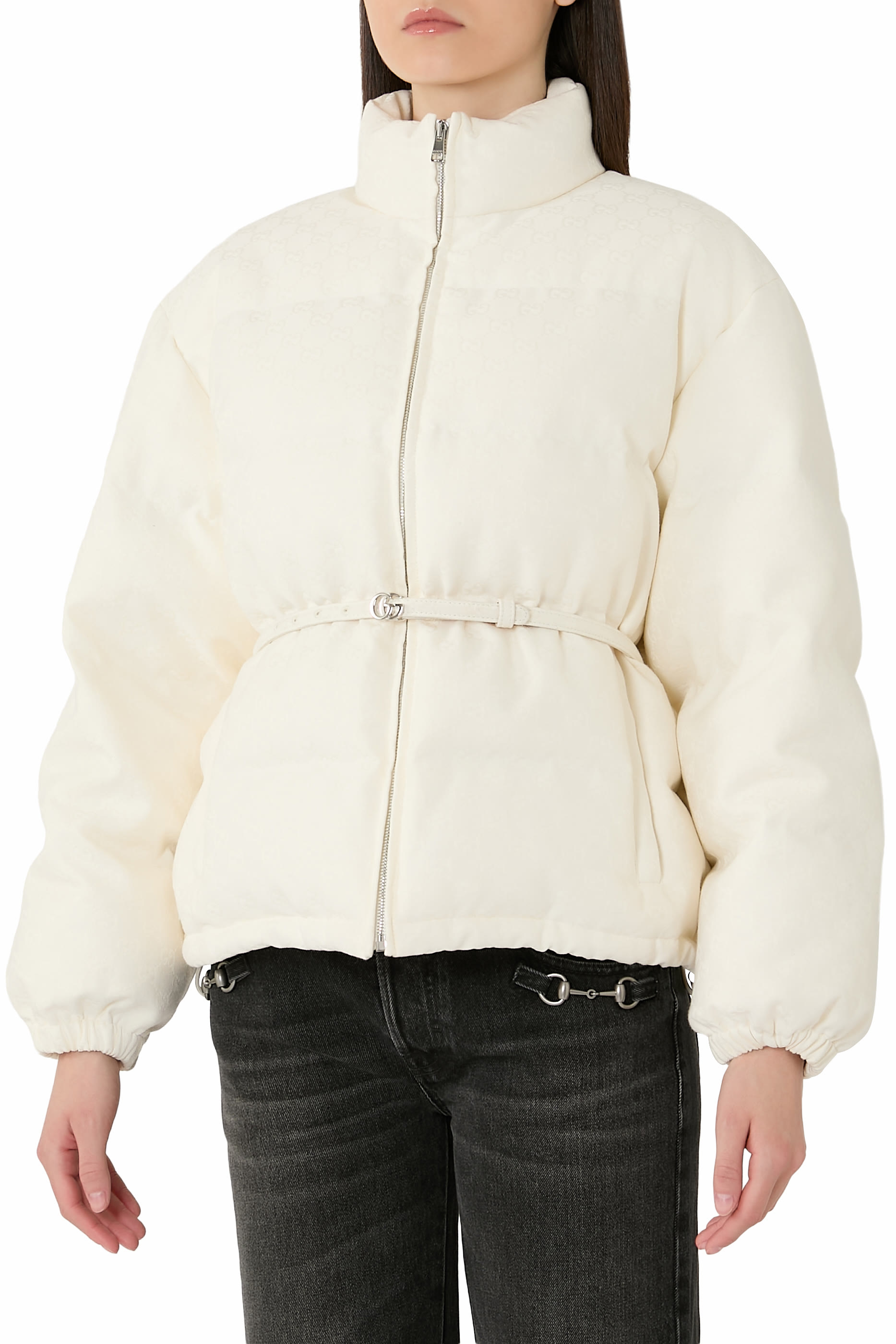 GG Canvas Padded Bomber Jacket