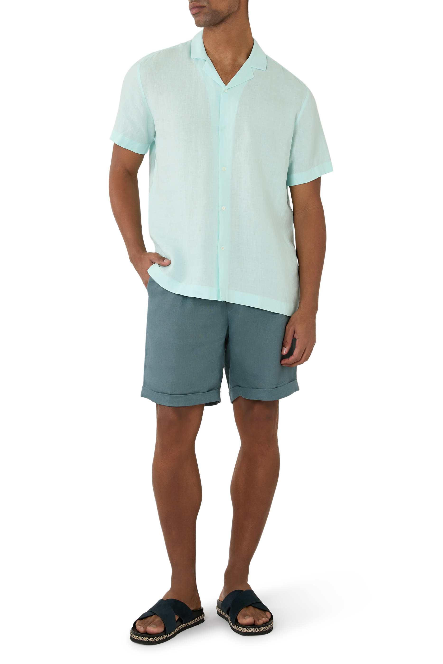 Mars Camp-Collar Linen Shirt