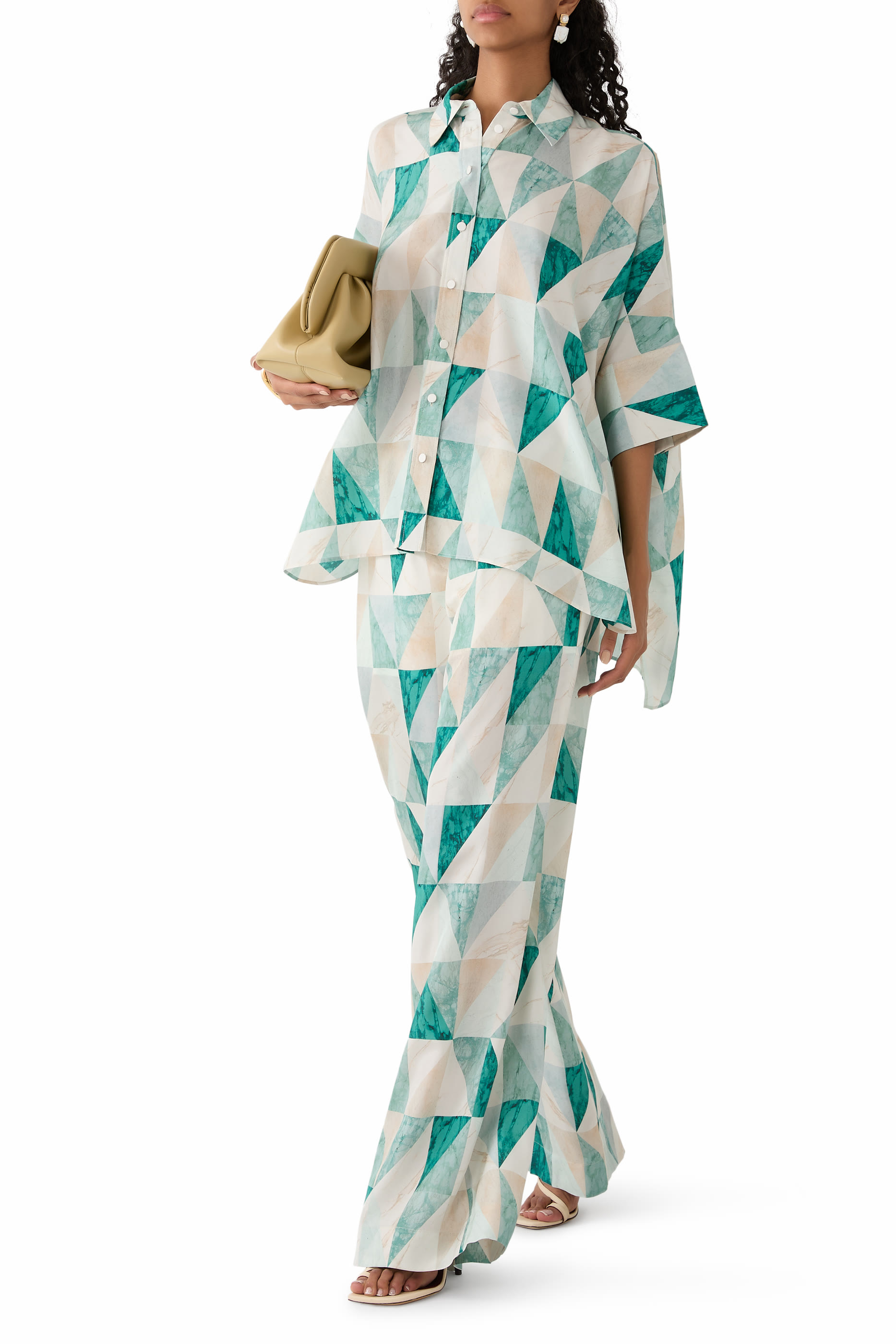 Thoresby Marble Print Silk Trousers