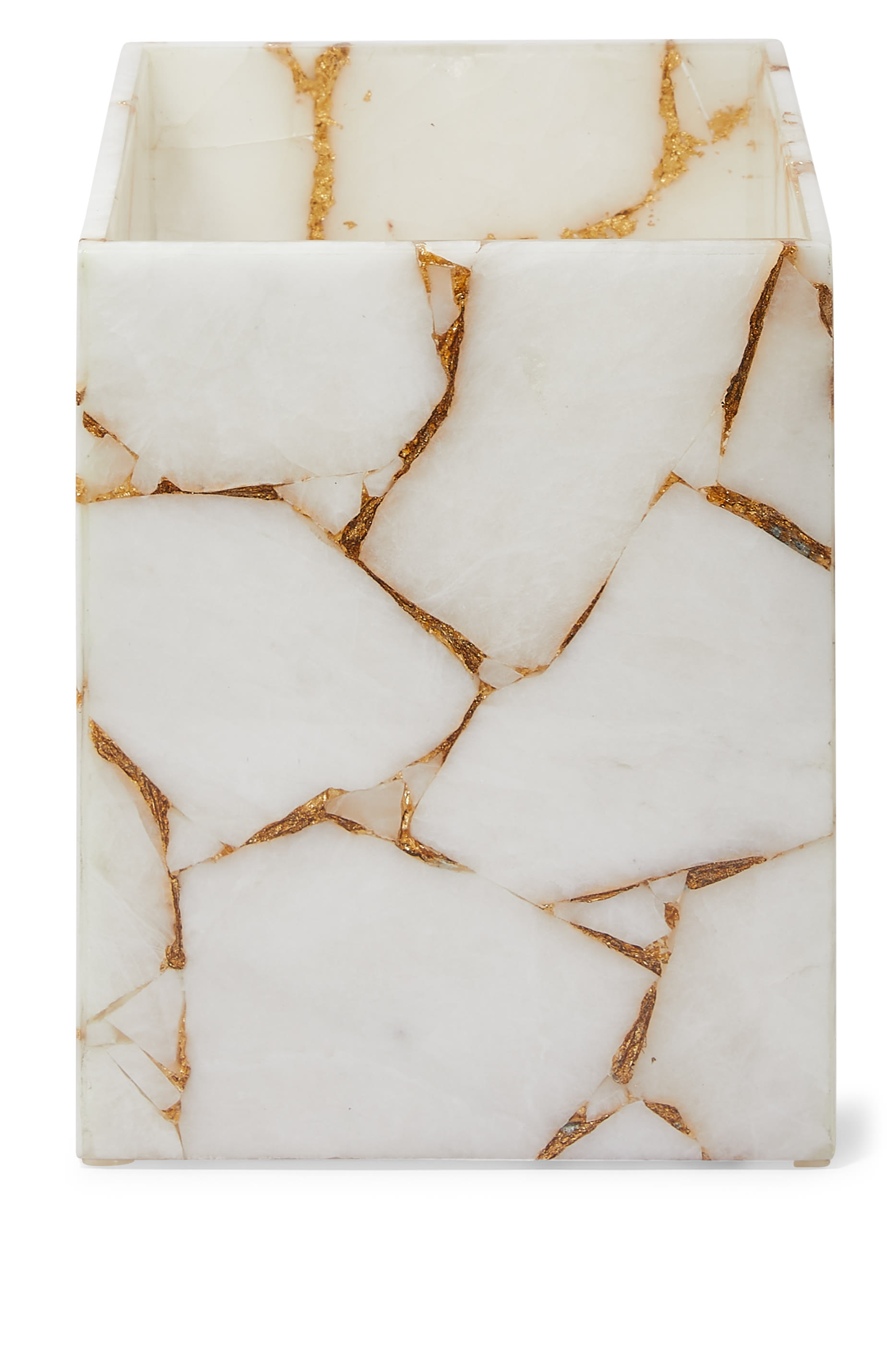 Taj Milk White Quartz Waste Basket