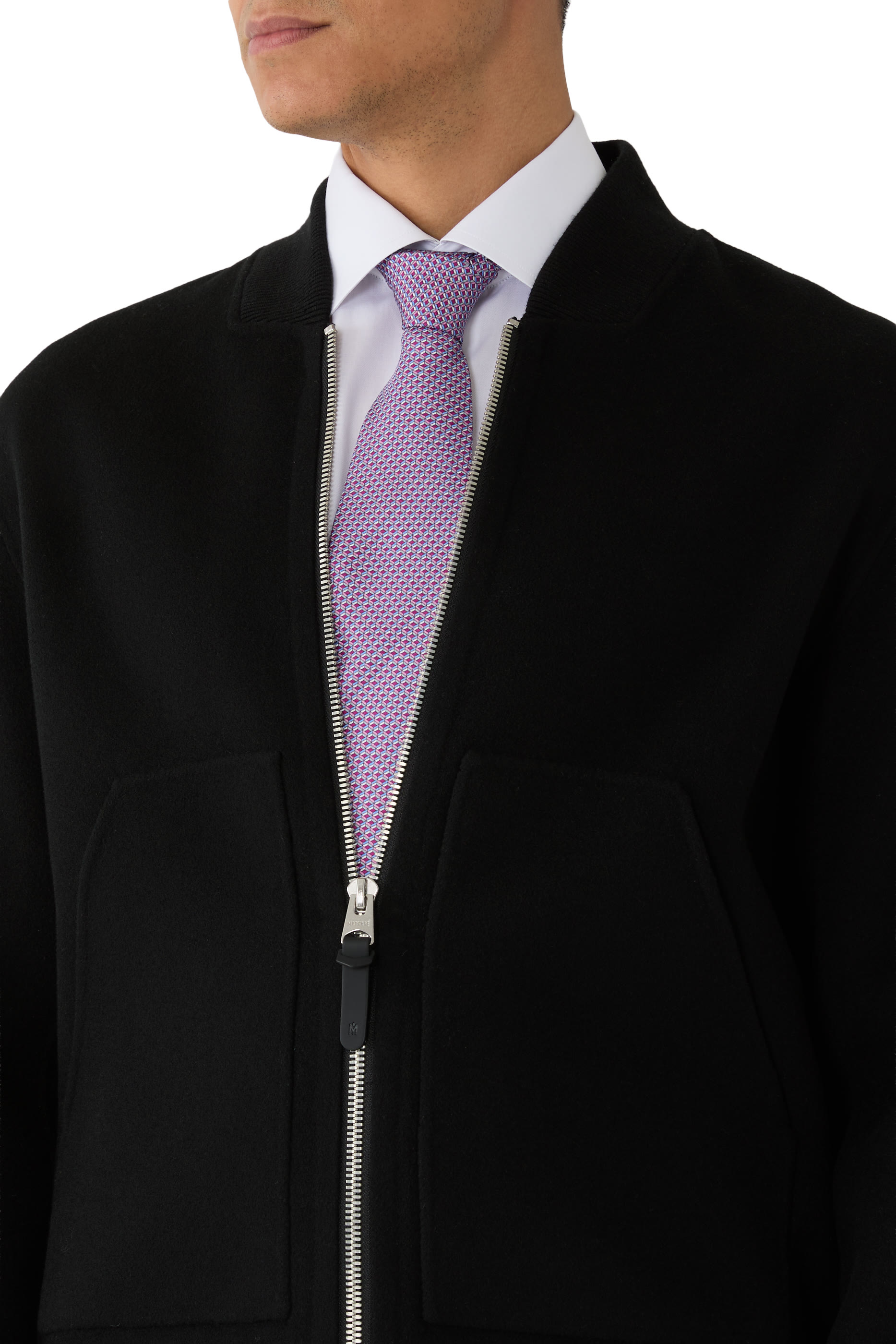 Geometric Print Silk Tie