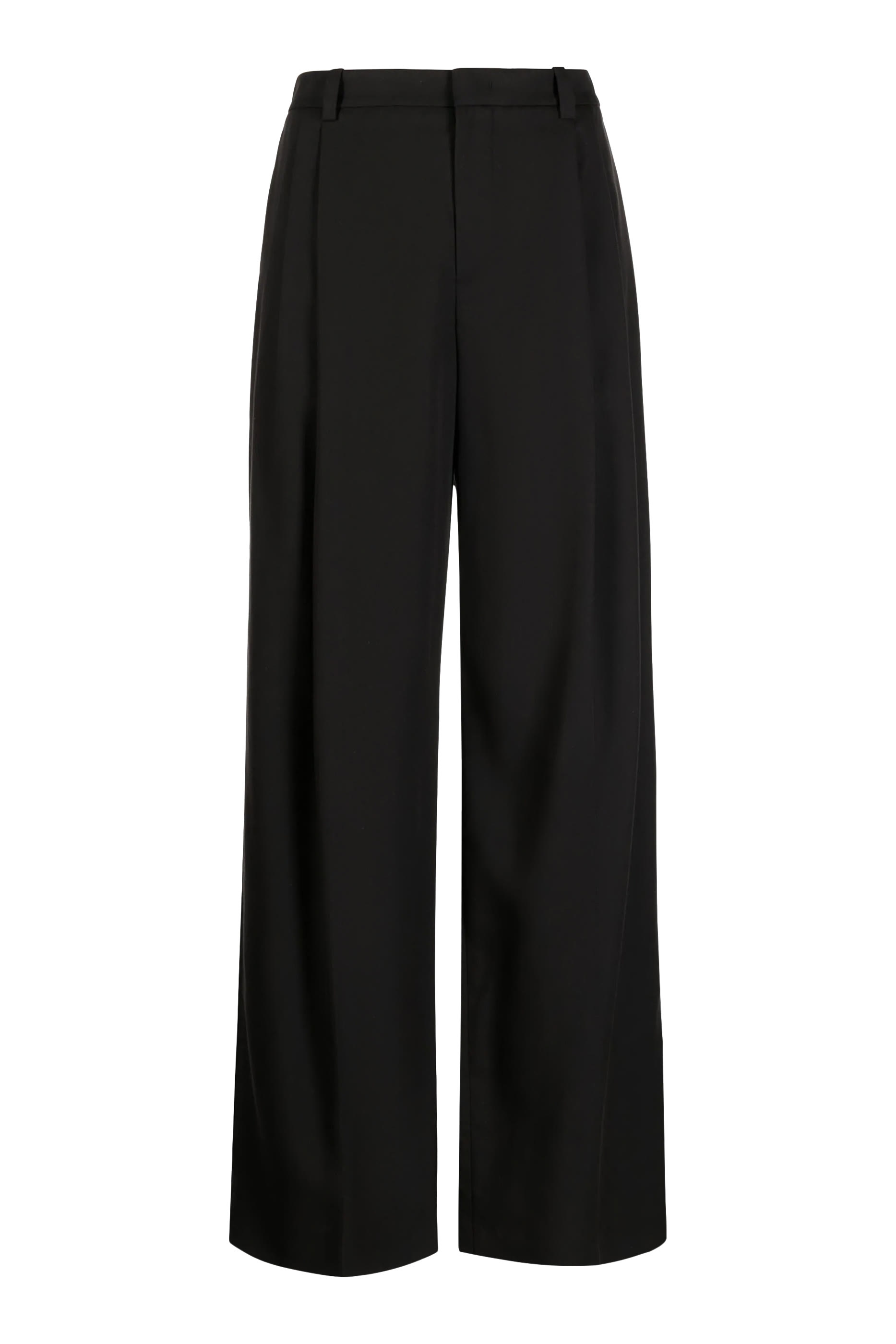 Belted High-Waist Pleated Trousers