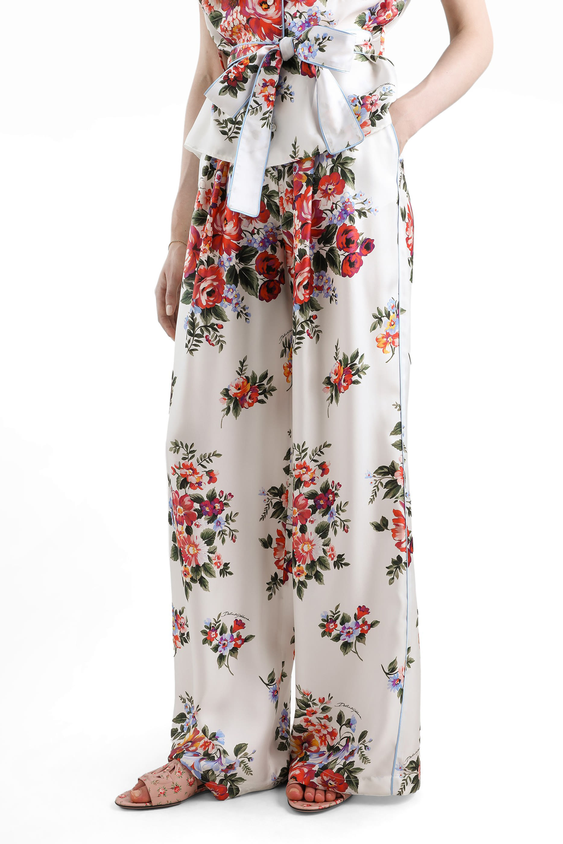 Flower Bouquet-Print Pants