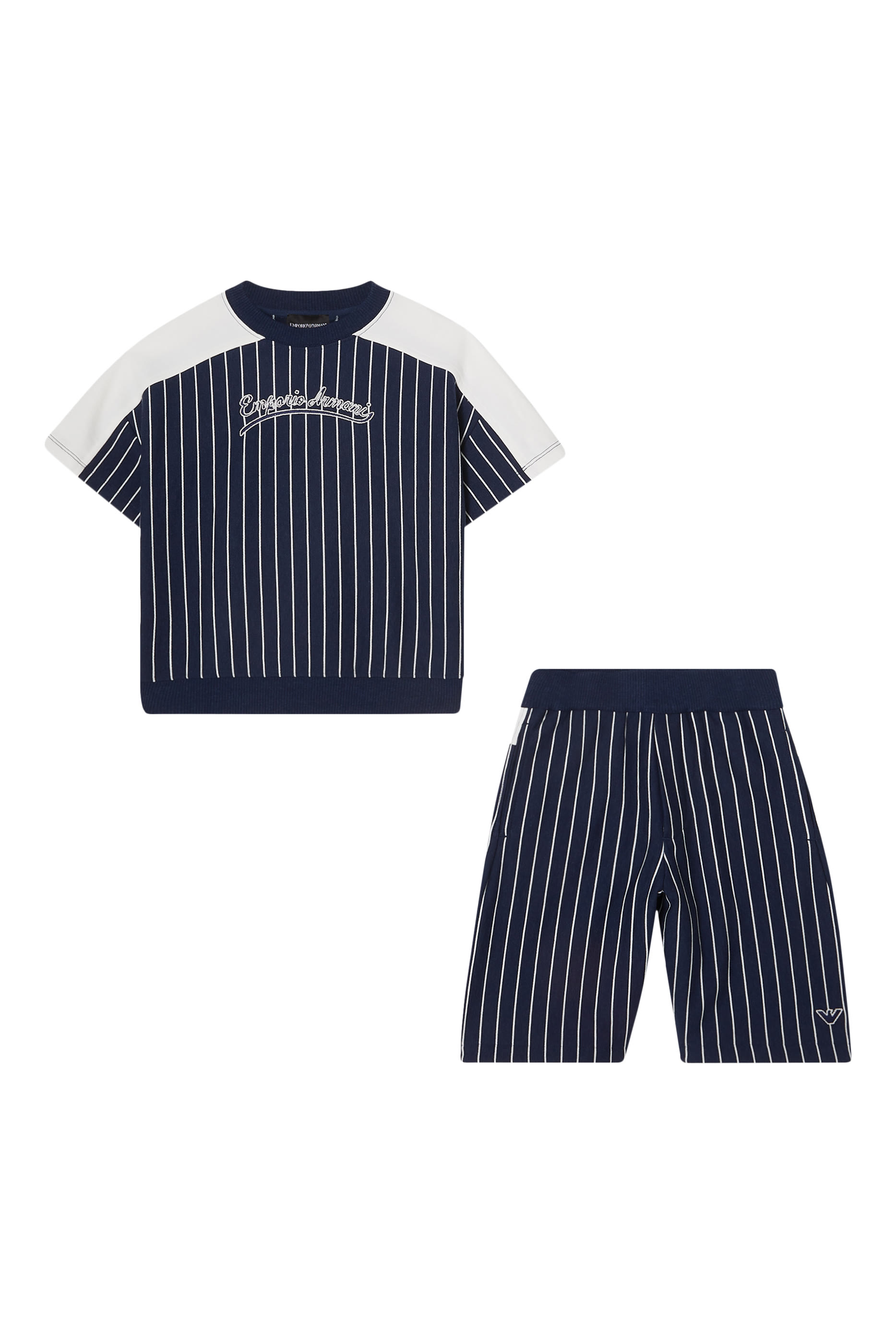 Kids Logo Striped T-Shirt and Shorts Set