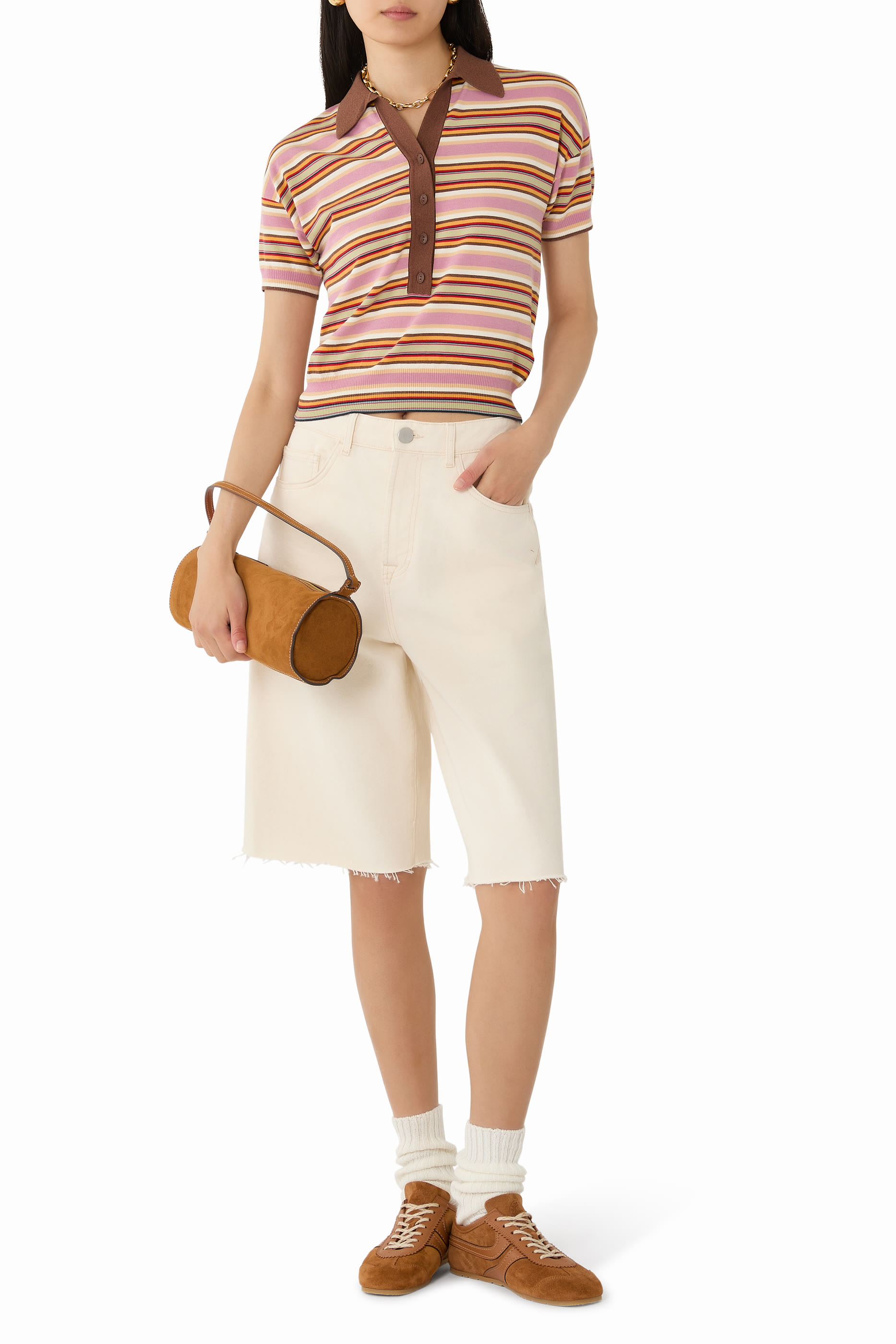 Sable Striped Knit Polo