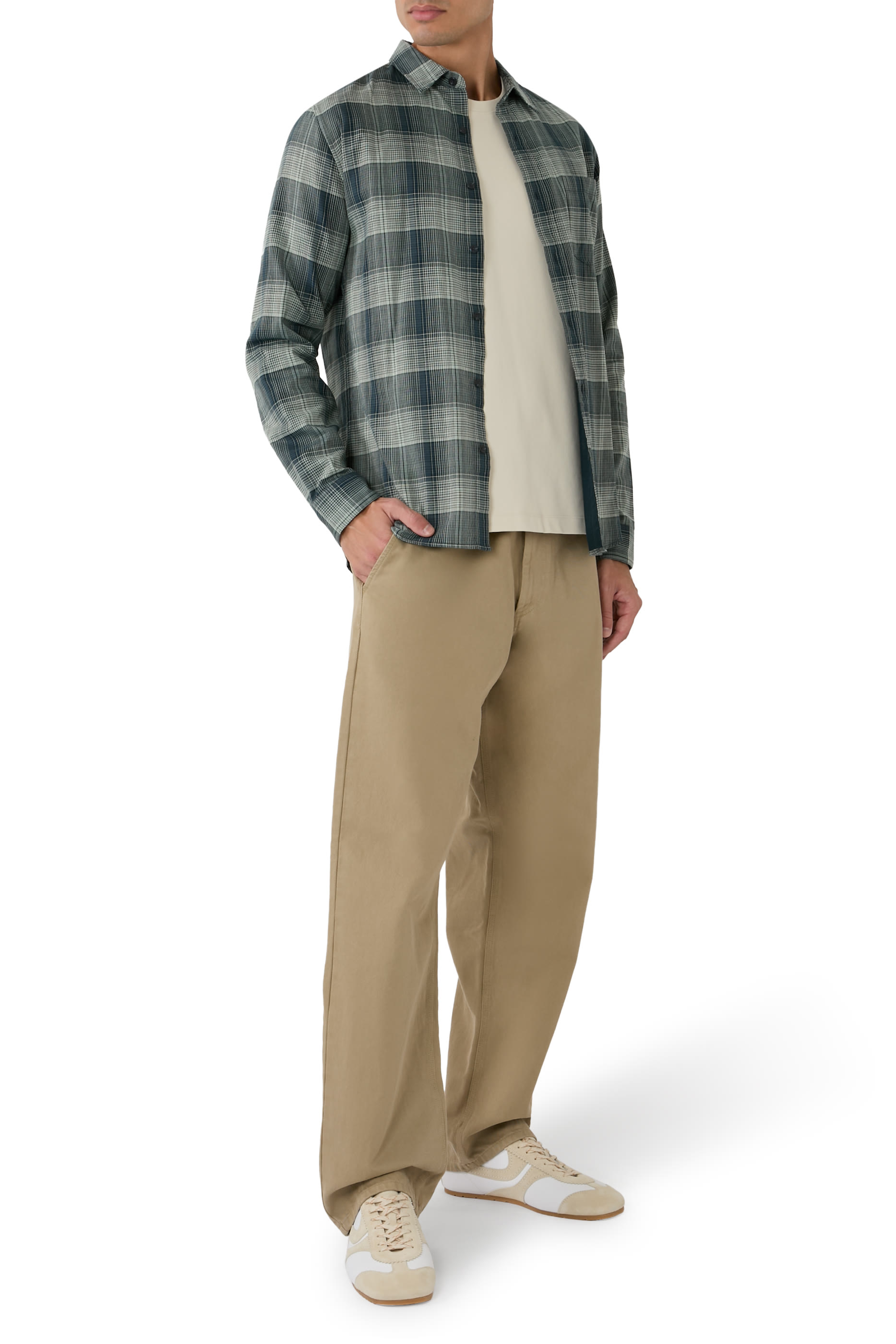 Big Sky Plaid Cotton Button-Front Shirt 