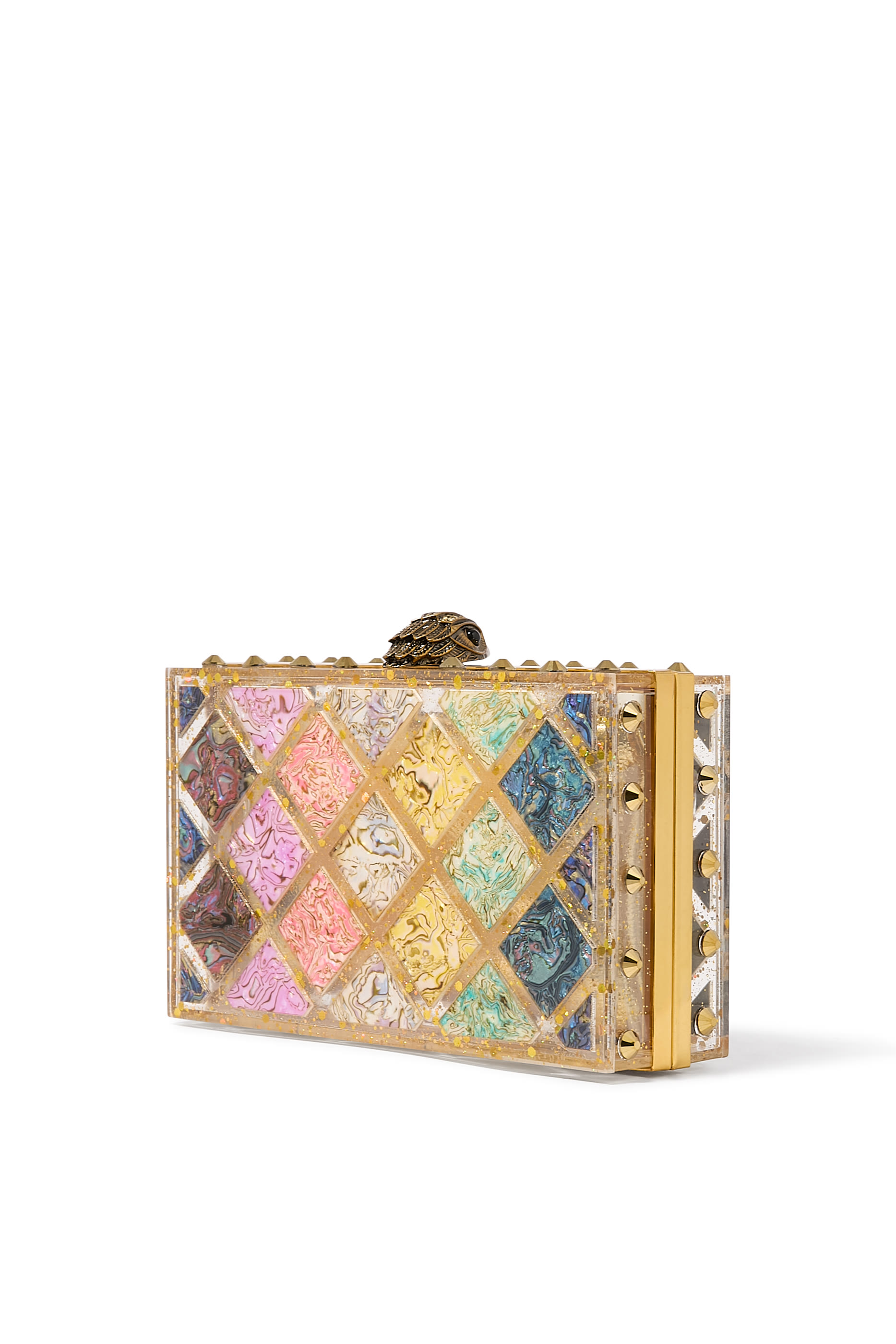 Crystal Quilt Box Clutch Bag