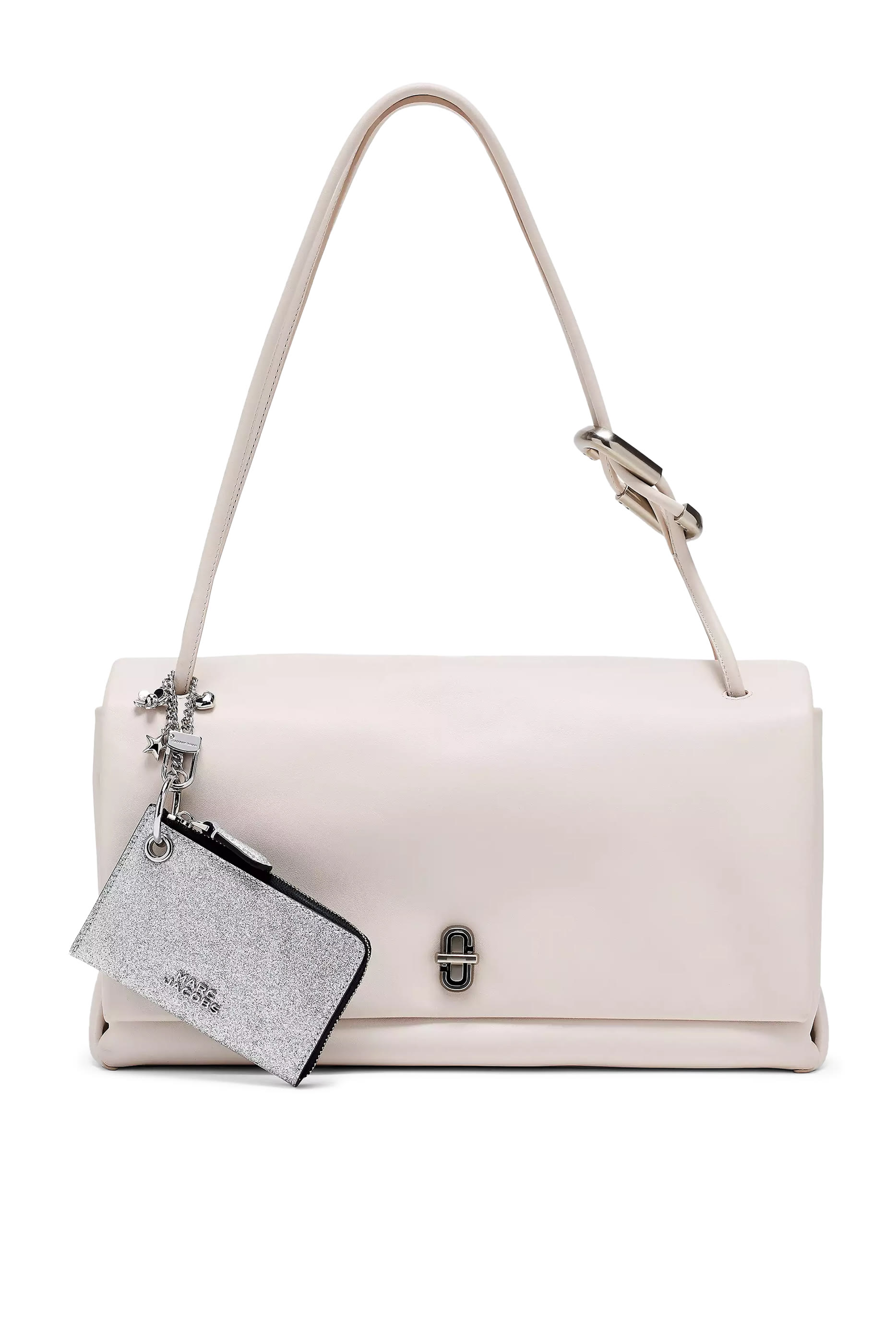 Coated Glitter Everyday Top Zip Charm Wallet 