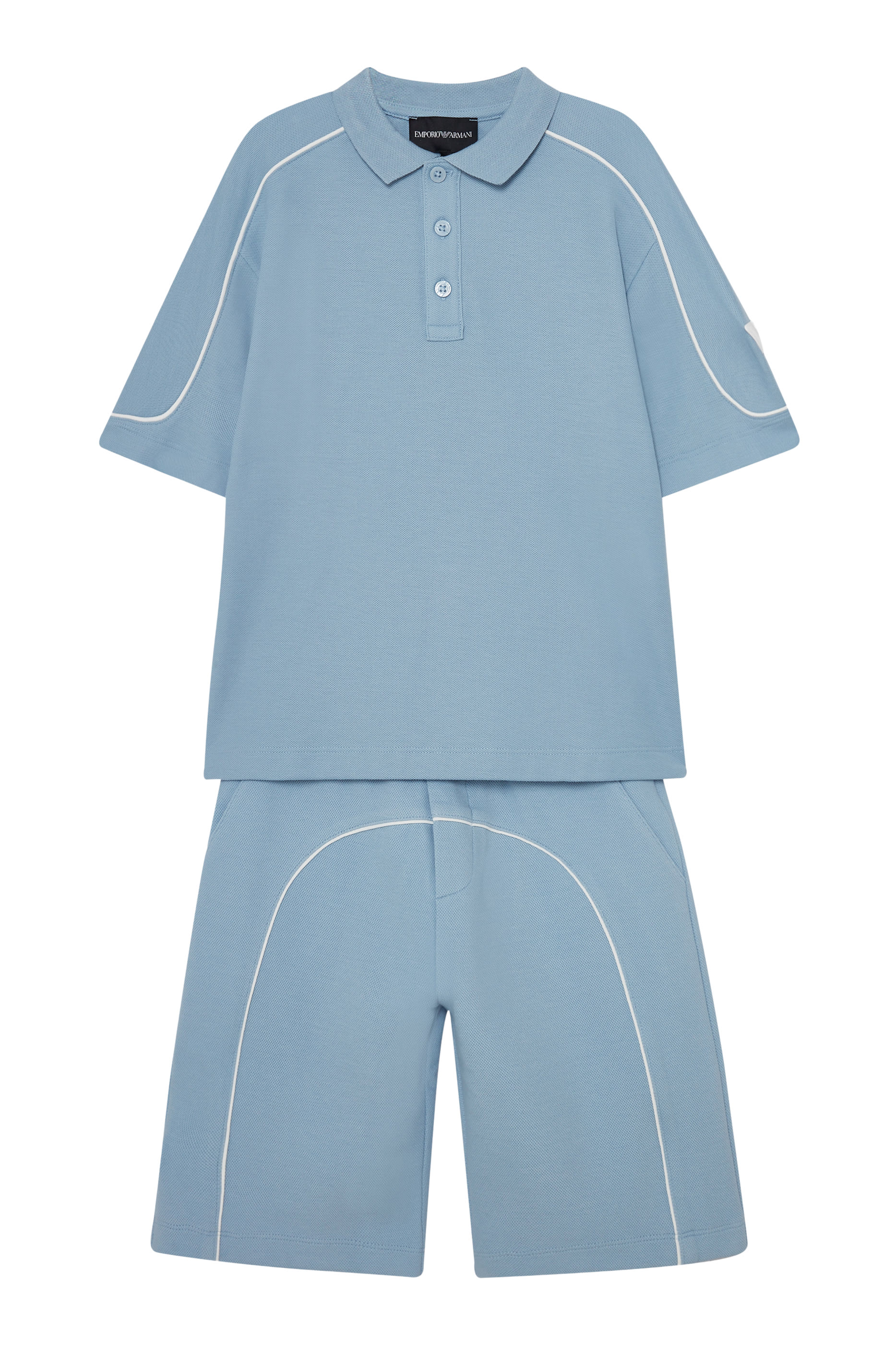 Kids Logo & Piping Double-Jersey Piqu&eacute; Bermuda Shorts