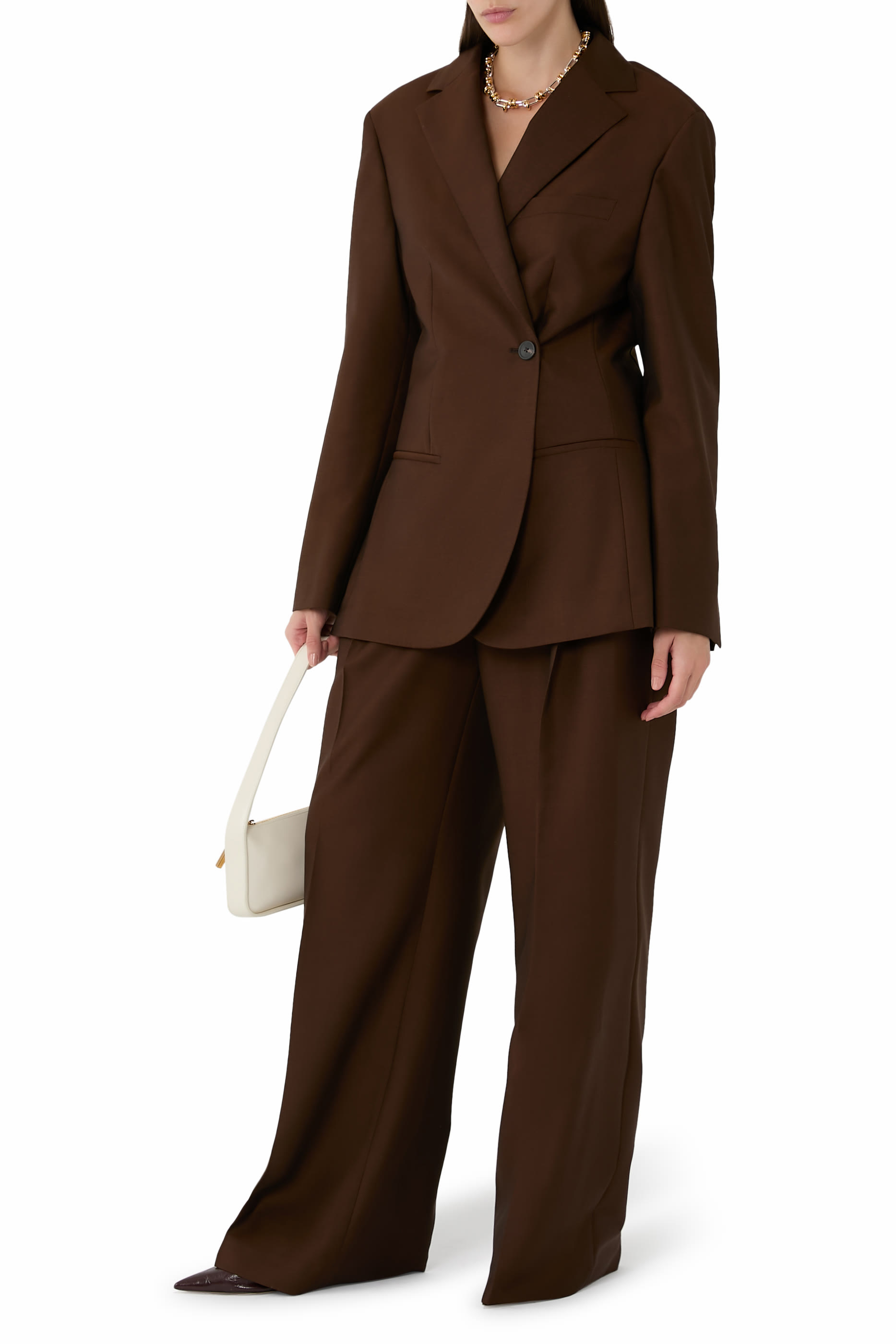  Dual Tone Piqu&eacute; Overlap Suit Jacket