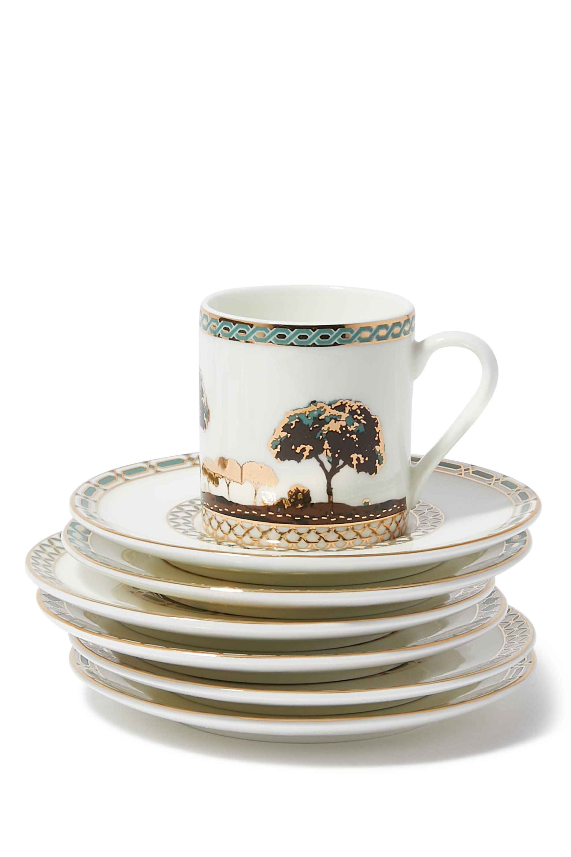 Assorted Tree Espressco Cup & Saucer, Set of 6