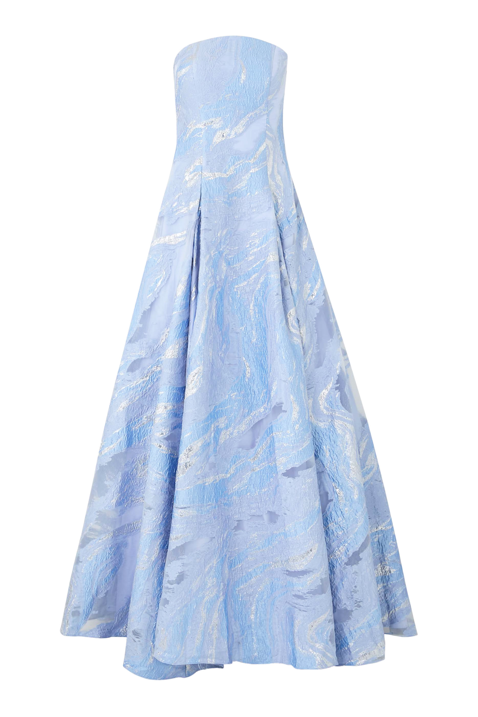  Strapless Metallic Brocade Ball Gown 