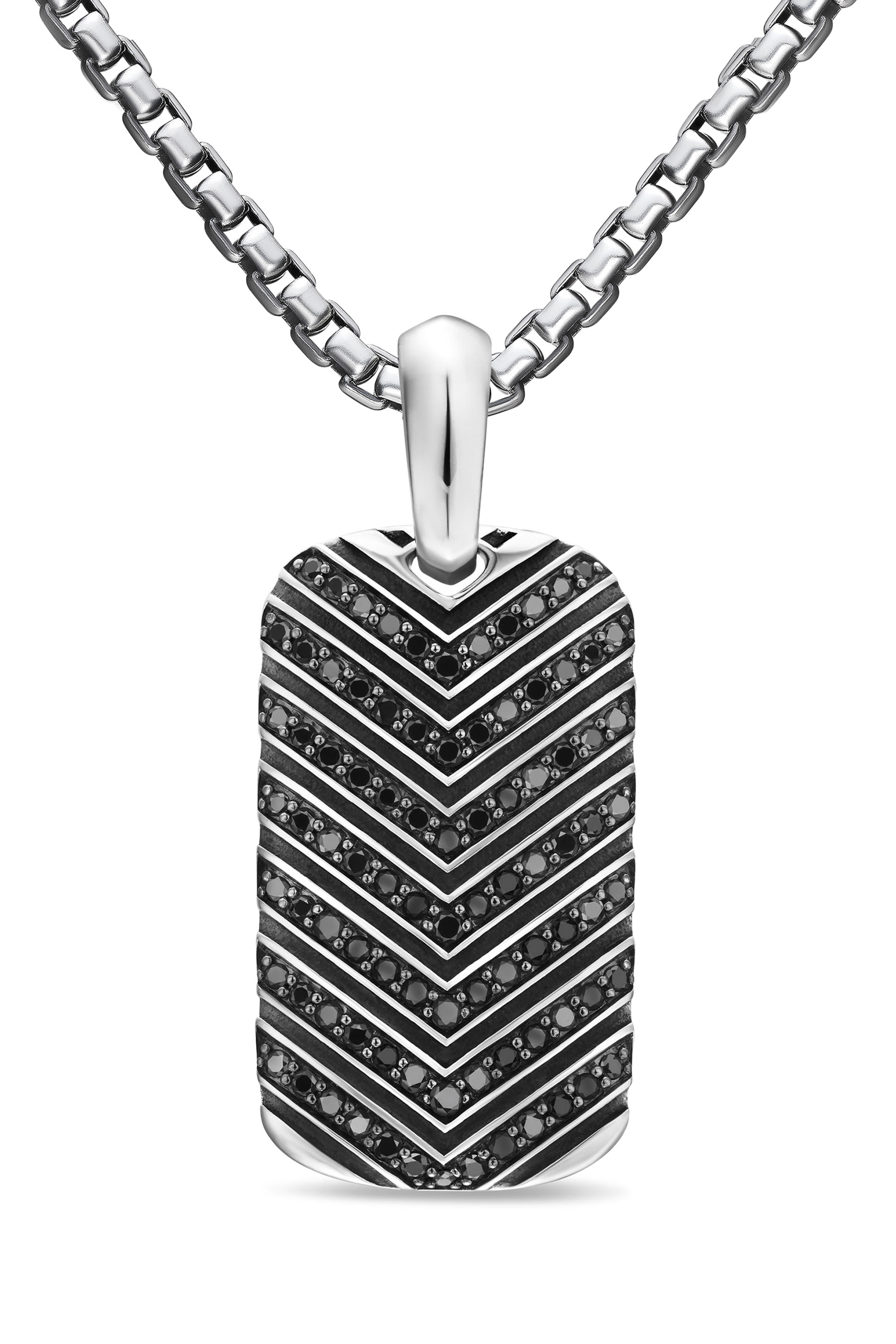 Chevron Tag, Sterling Silver