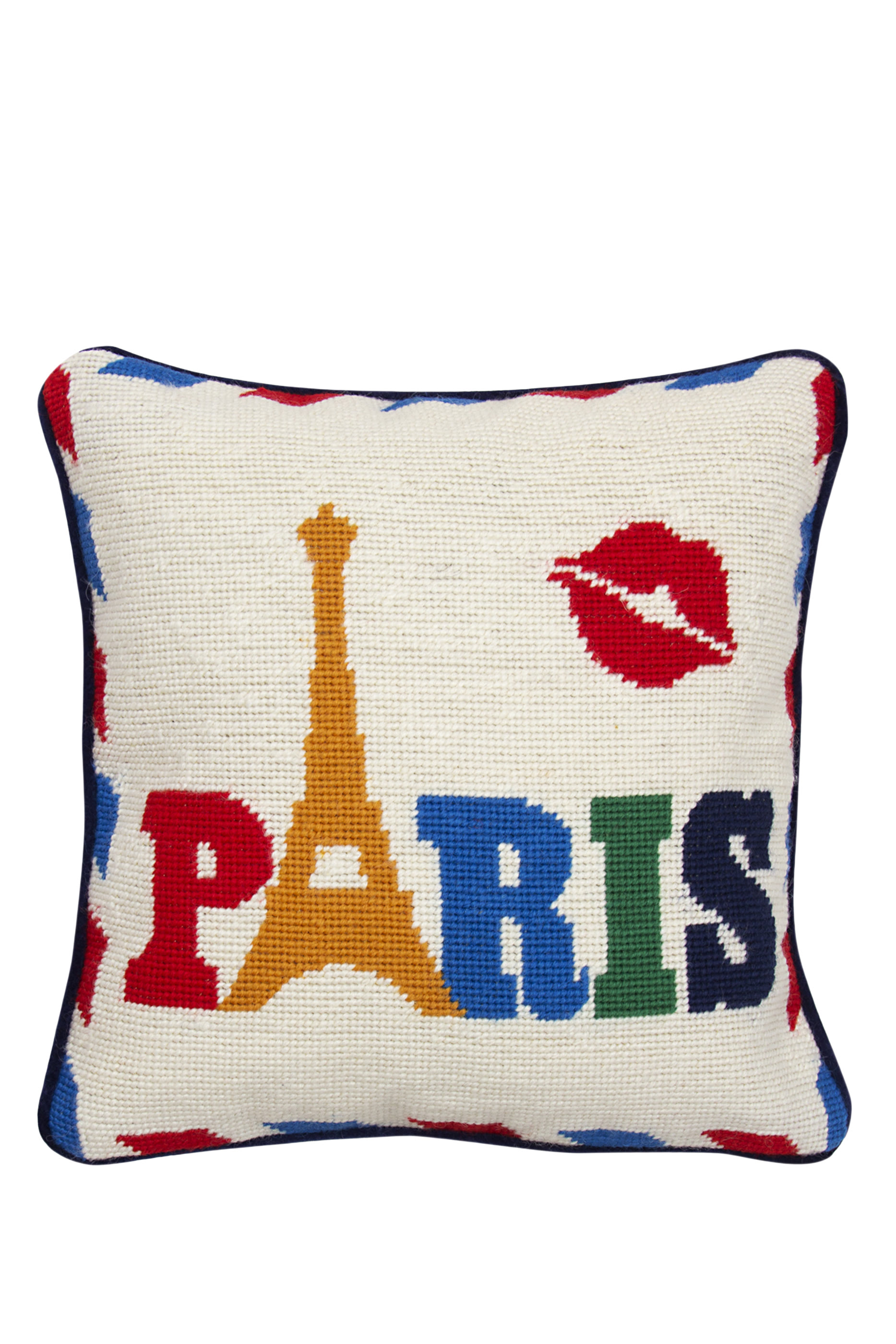 Paris Jet Set Needlepoint Cushion