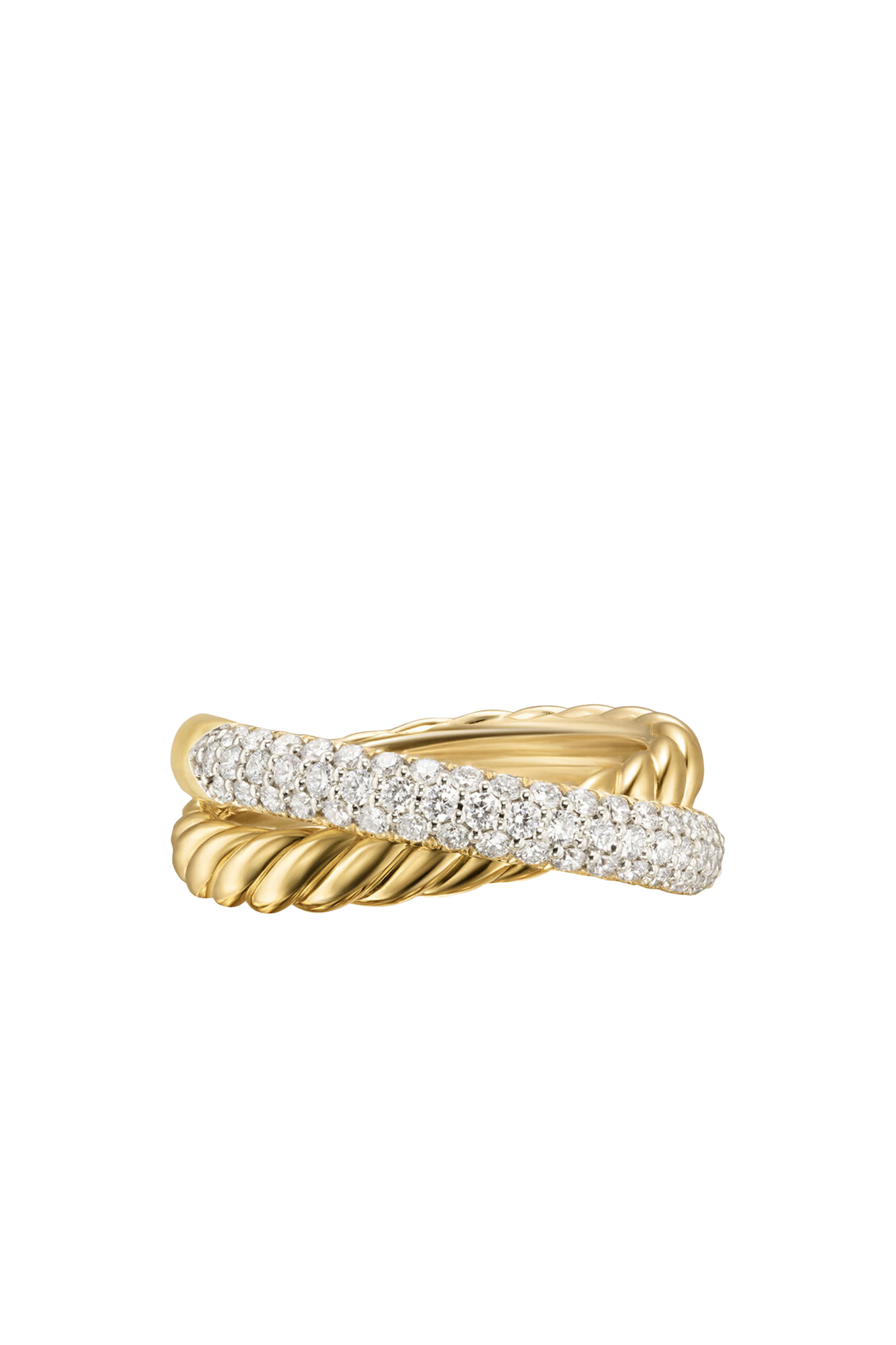 Crossover Two Row Ring, 18K Yellow Gold & Diamonds