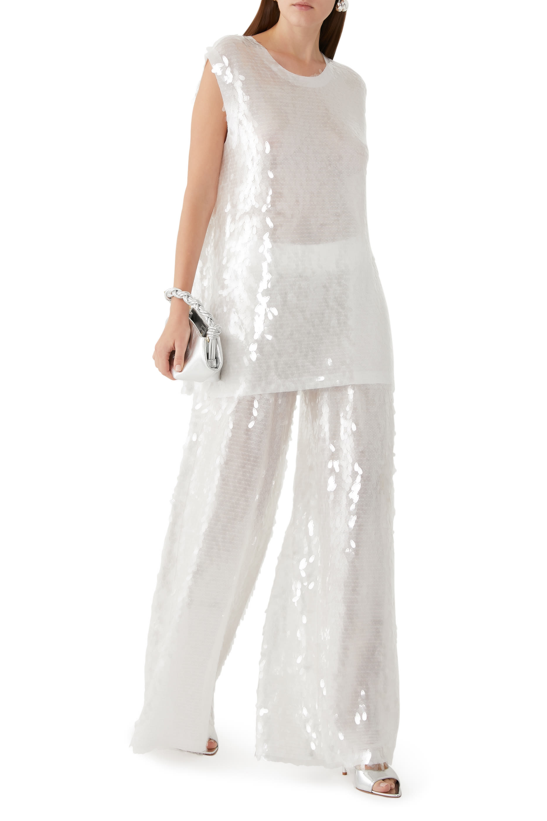 Sleeveless Sequin Crewneck Top