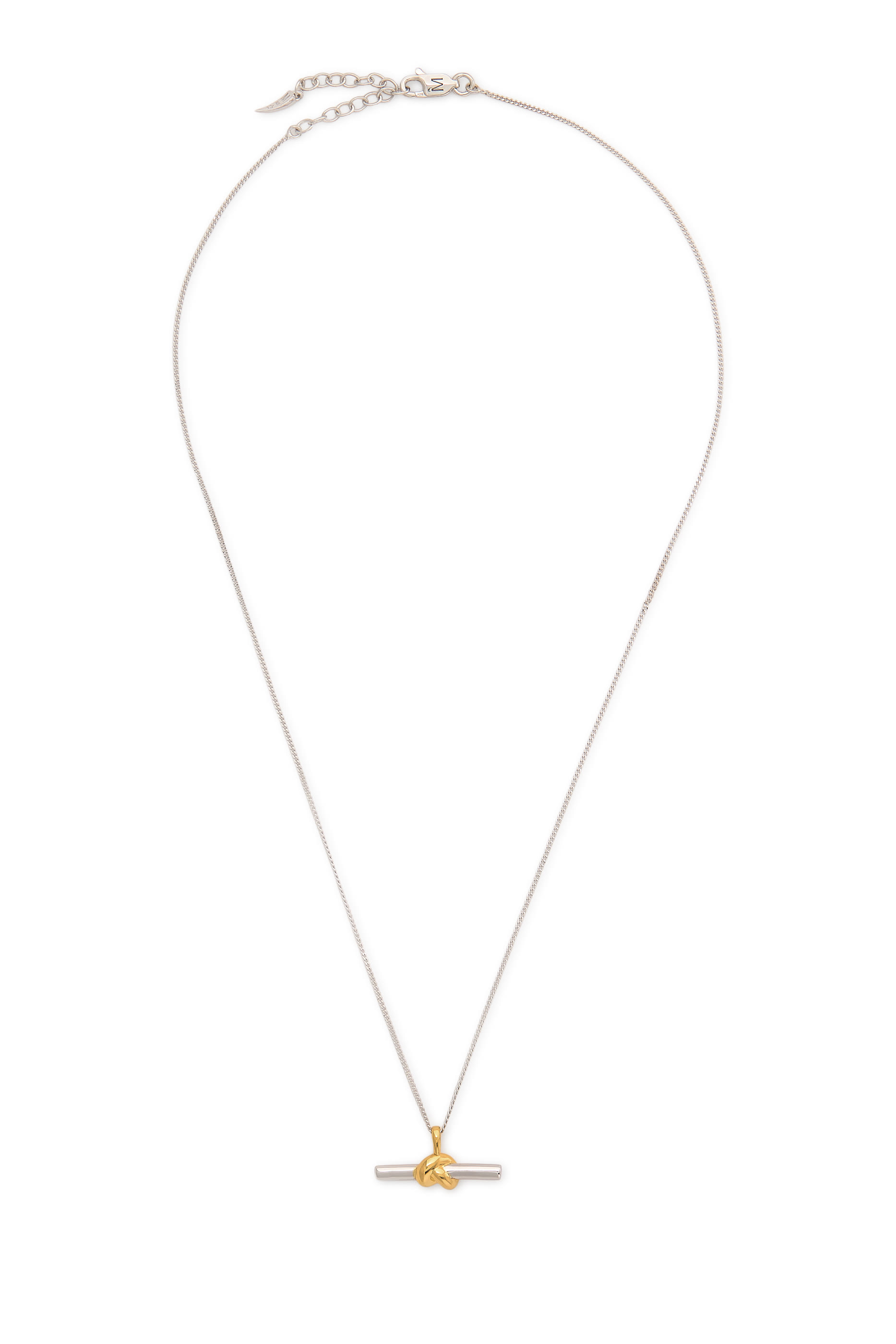 Lucy Williams T-Bar Knot Pendant Necklace, 18ct Recycled Gold Vermeil & Rhodium on Sterling Silver