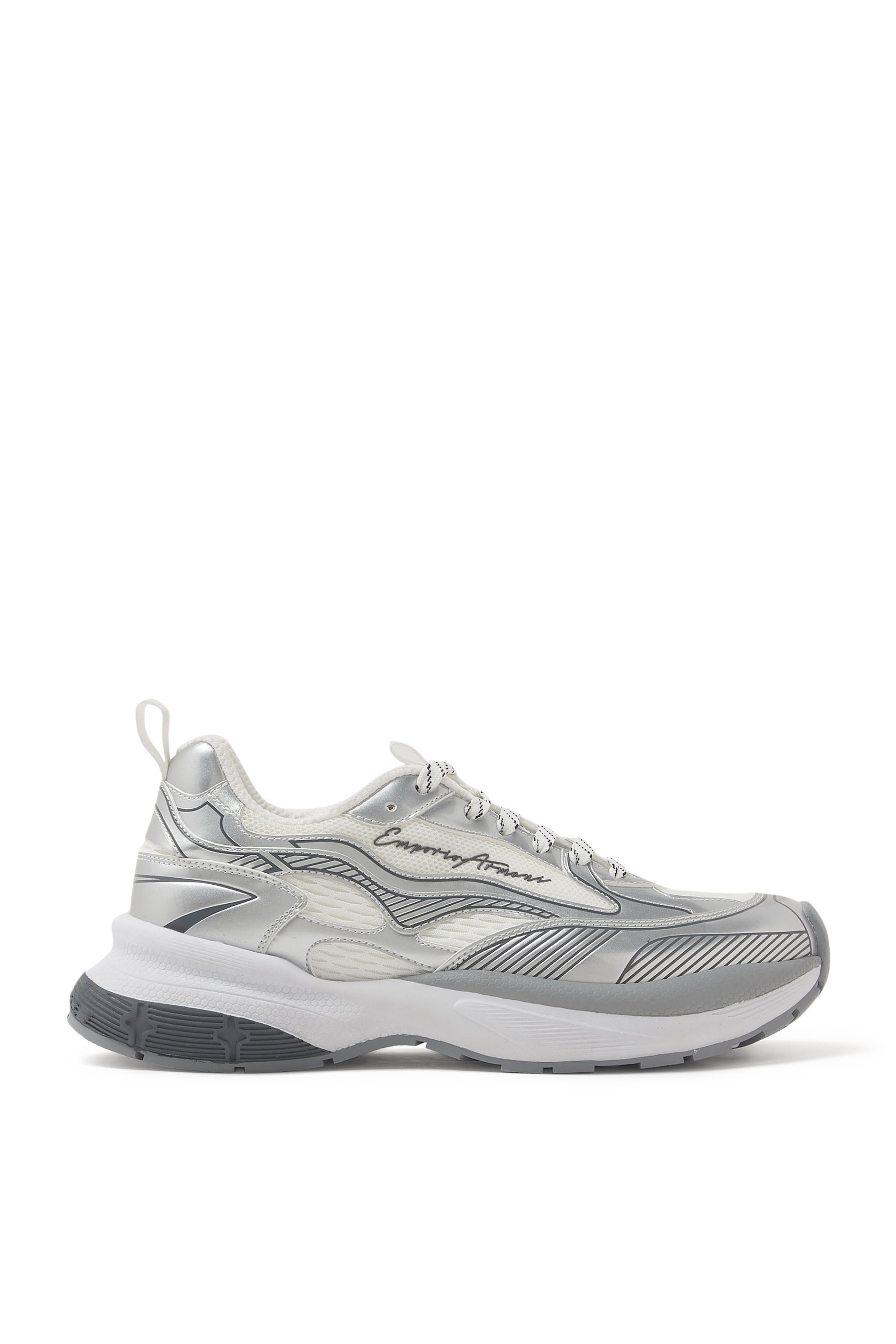 Signature Logo Mesh Sneakers with Laminated Details