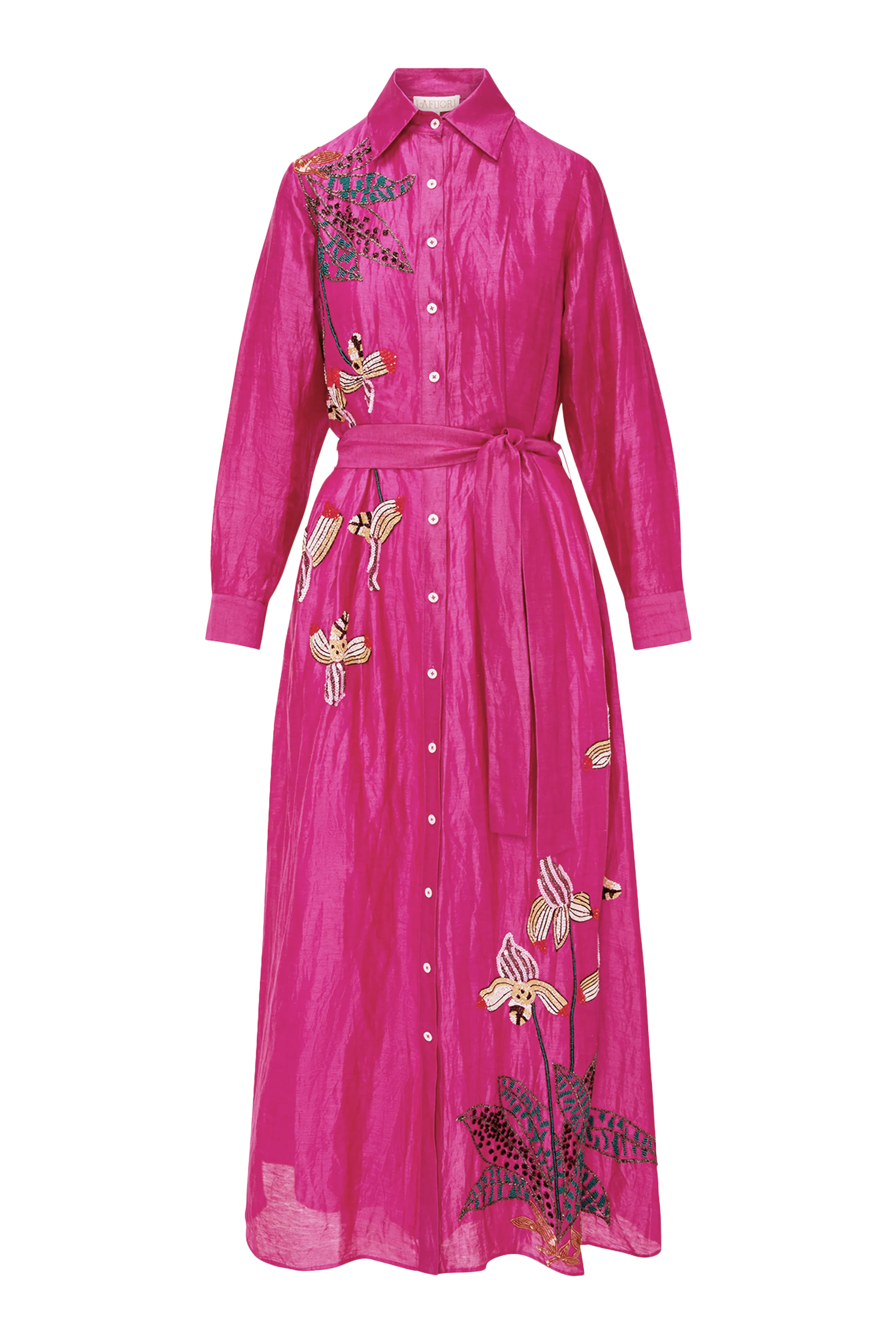  Orchid Print Embroidered Gown 