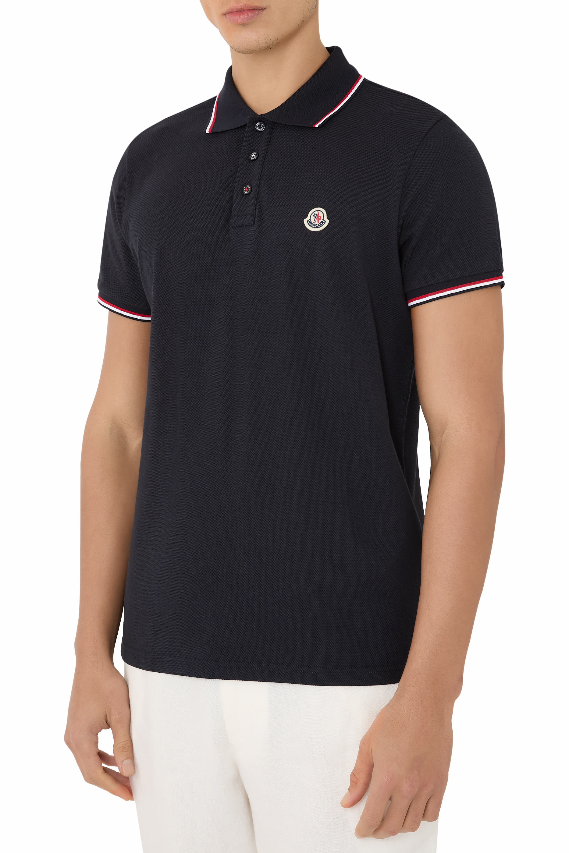 Tricolor-Trimmed Cotton Piquet Polo Shirt