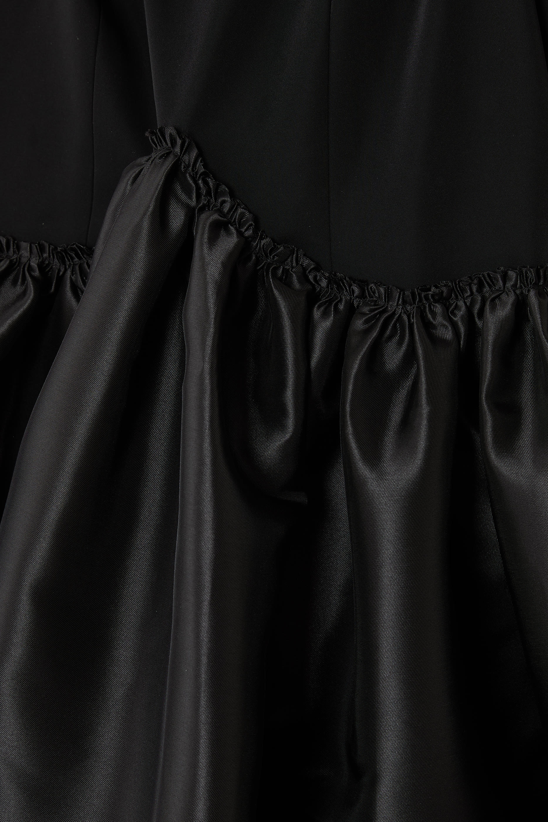  Large Mikado Trumpet Train Strapless Gown