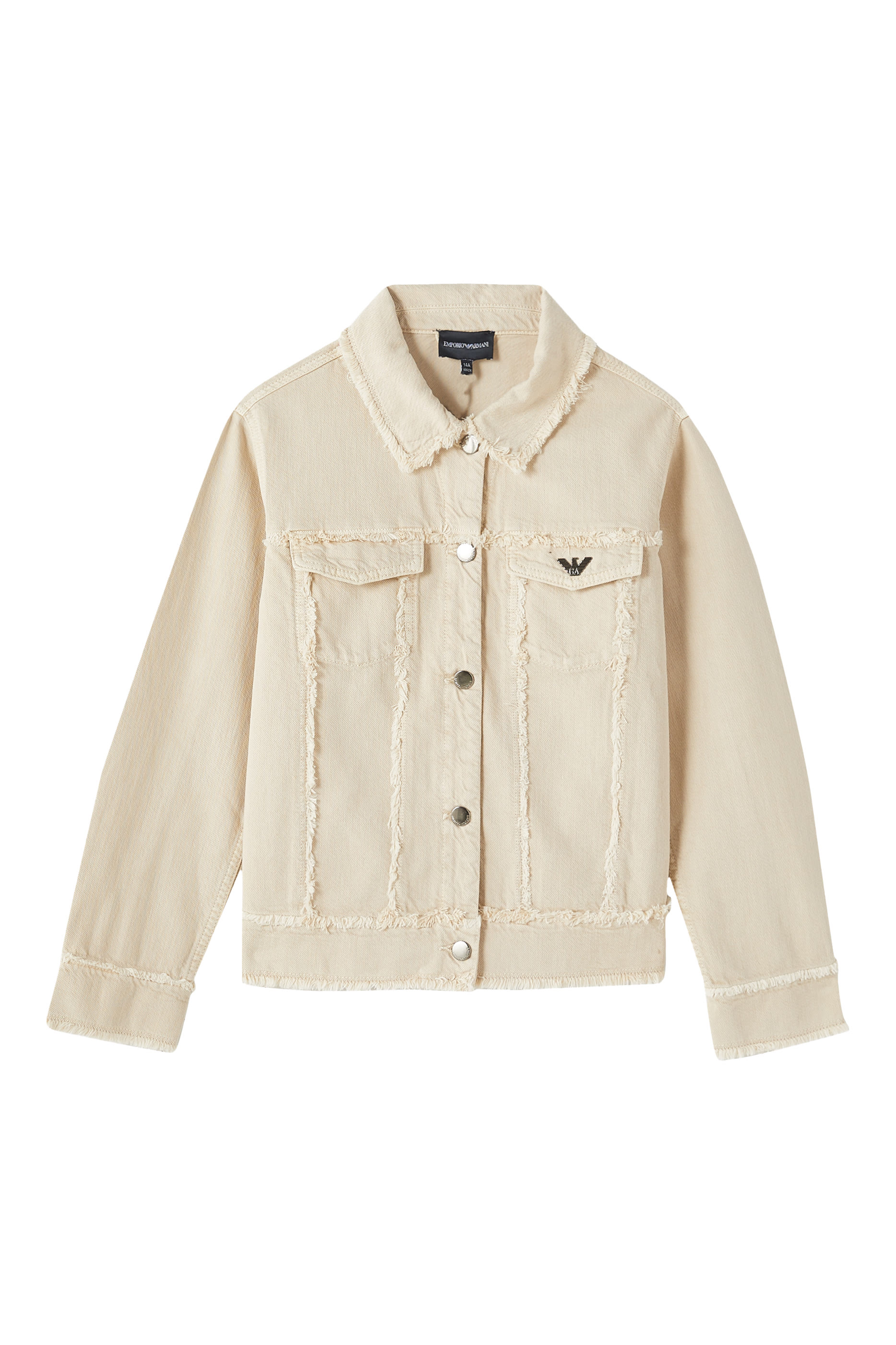 Kids Fringed Button-Down Denim Jacket