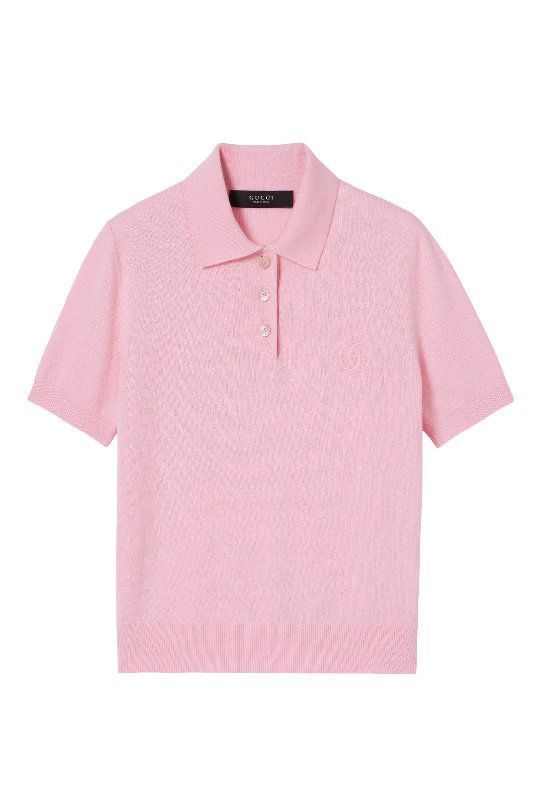 Knit Wool Polo Shirt with GG Embroidery
