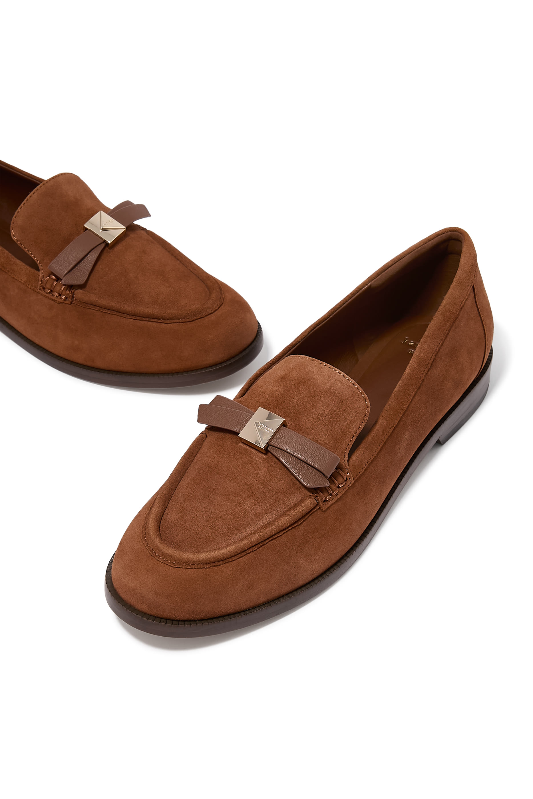 Deco Bow Suede Loafers